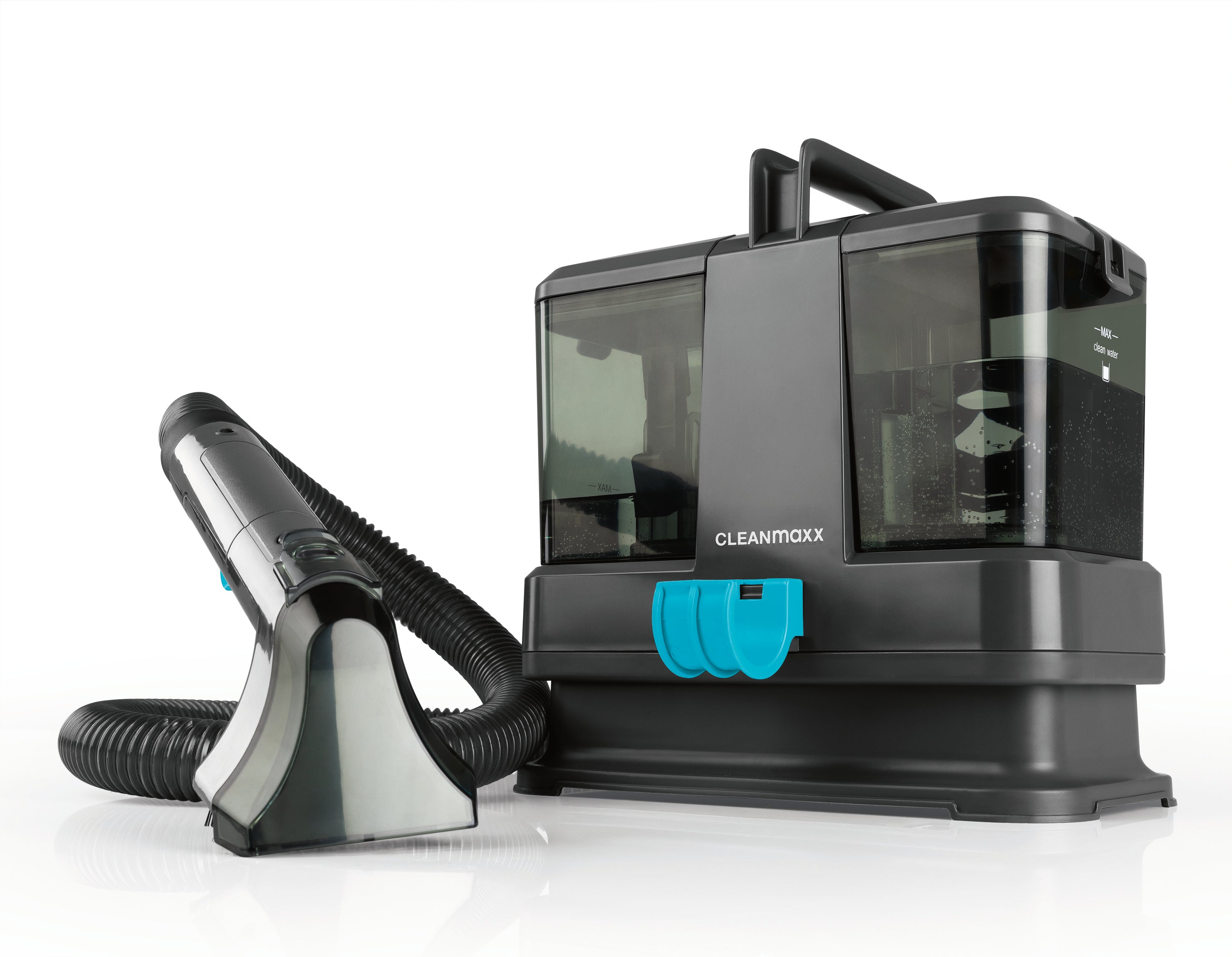 Polster- & Teppichreiniger Kompakt - Grau/Blau mit Doppeltank-System, 9 kPa Saugkraft, 3-in-1 Funktion für Polster und Teppiche.