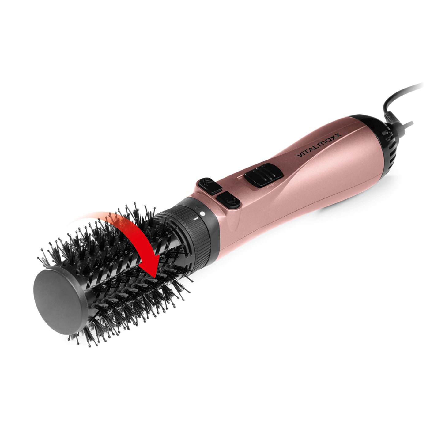 Stylingbürste - 3 Aufsätze - anthrazit/rosegold mit drehbaren Bürstenaufsätzen und Trocknerfunktion für verschiedene Frisuren.