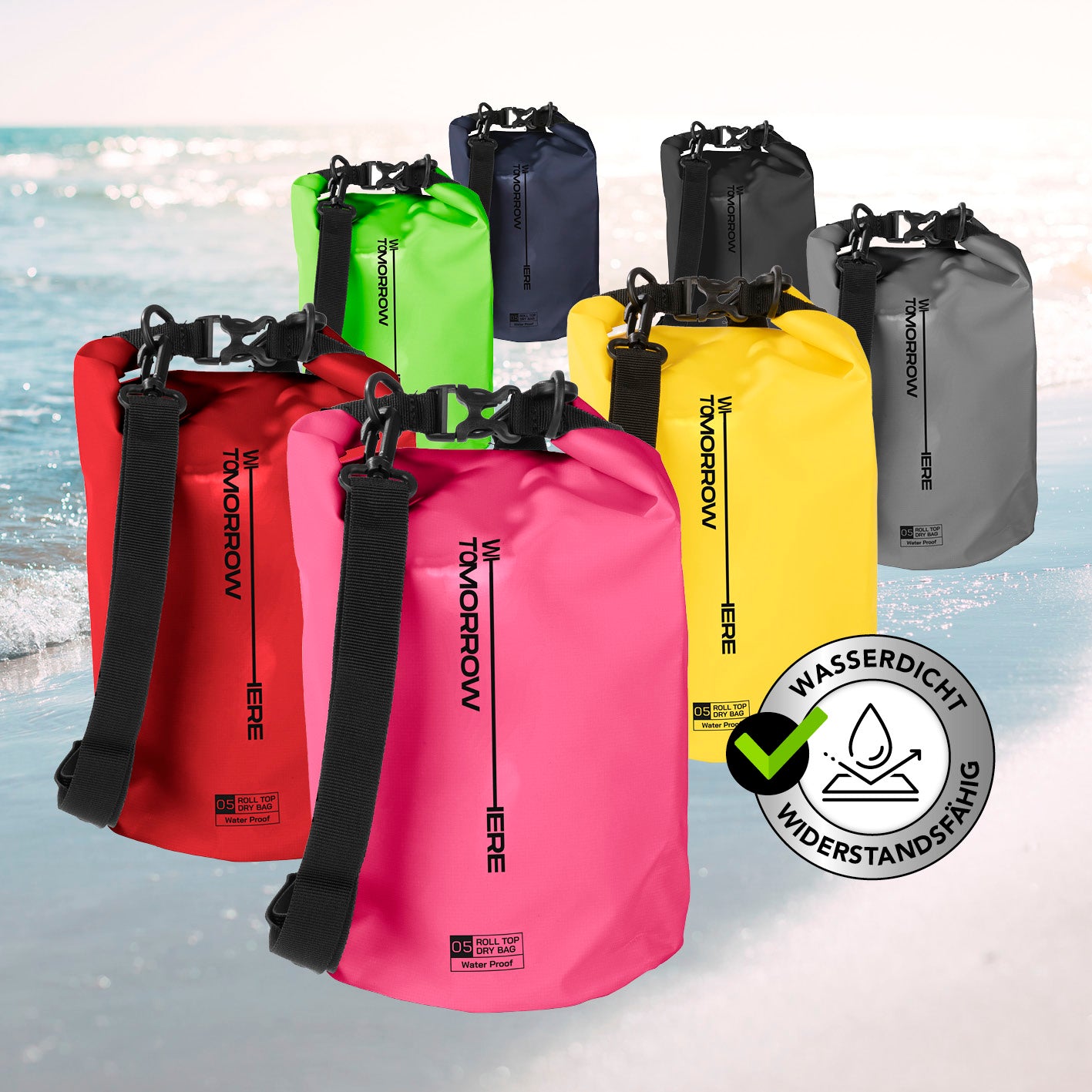 Dry Bag 5L - Style 02 - Pink wasserdichter, robuster Outdoor-Rucksack mit verstellbarem Schultergurt und UV-Schutz.