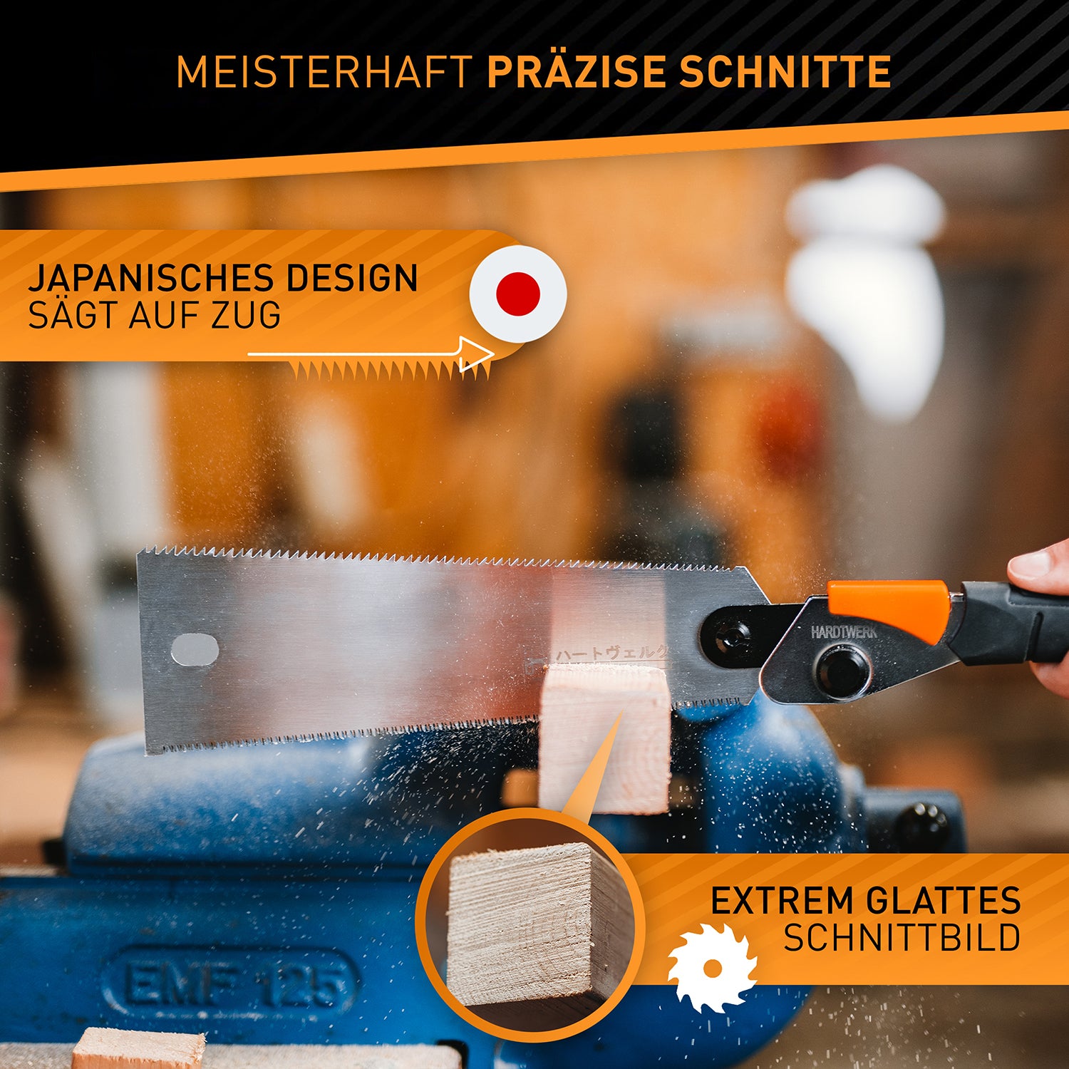 Ersatzsägeblatt für Japansäge Hanzo - 240 mm, doppelseitig gezahnt, präzise Schnitte, kompatibel mit HARDTWERK Japansäge Hanzo Ryoba.