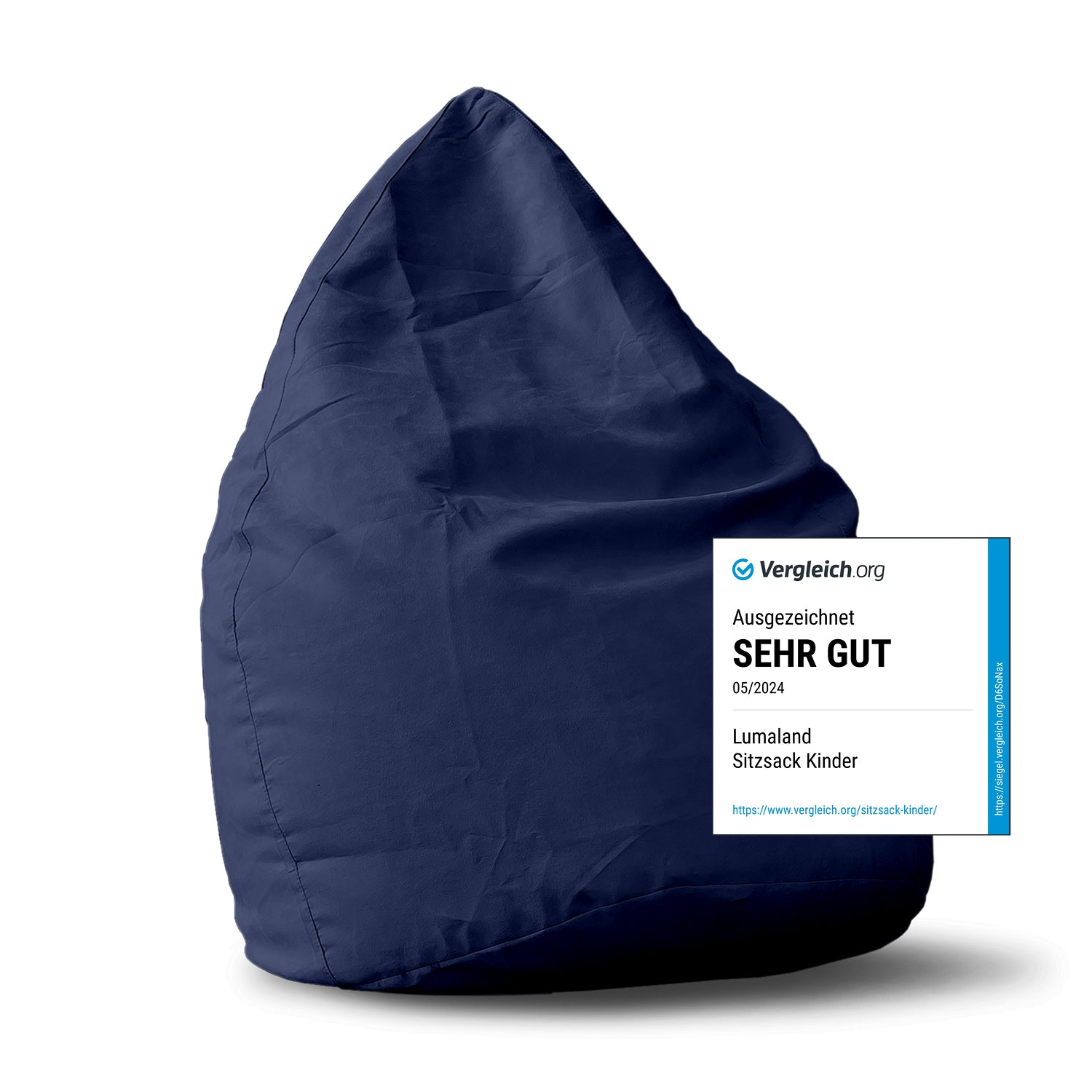 Luxury XL PLUS Sitzsack (220 L) Dunkelblau aus hochwertigem, angenehmem Material mit stabiler, körperangepasster EPS-Füllung.