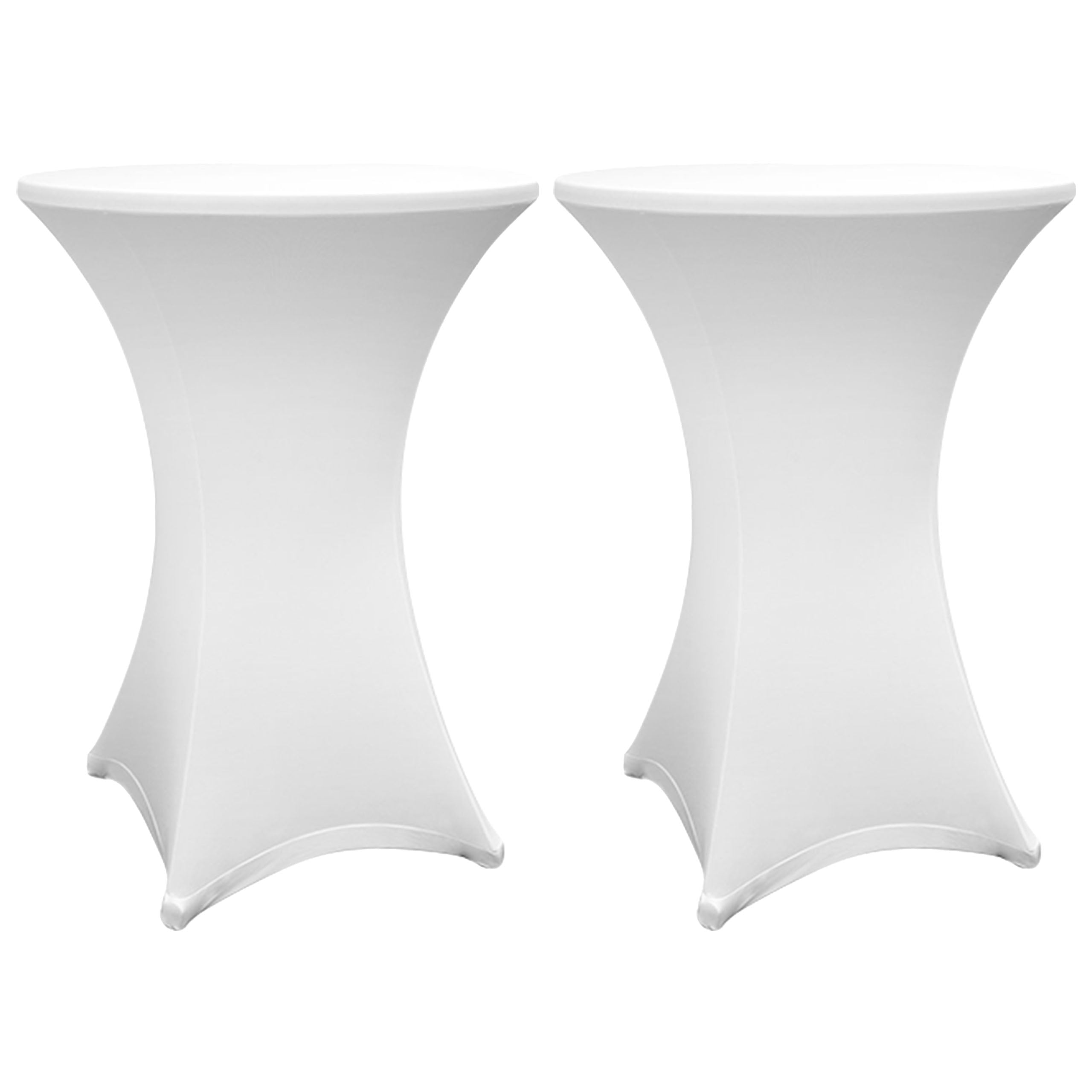 Stehtischhusse Ø 80-85 cm in Weiß, 2er-Set, passend für Bistrotische, abwischbar, waschbar und langlebig.