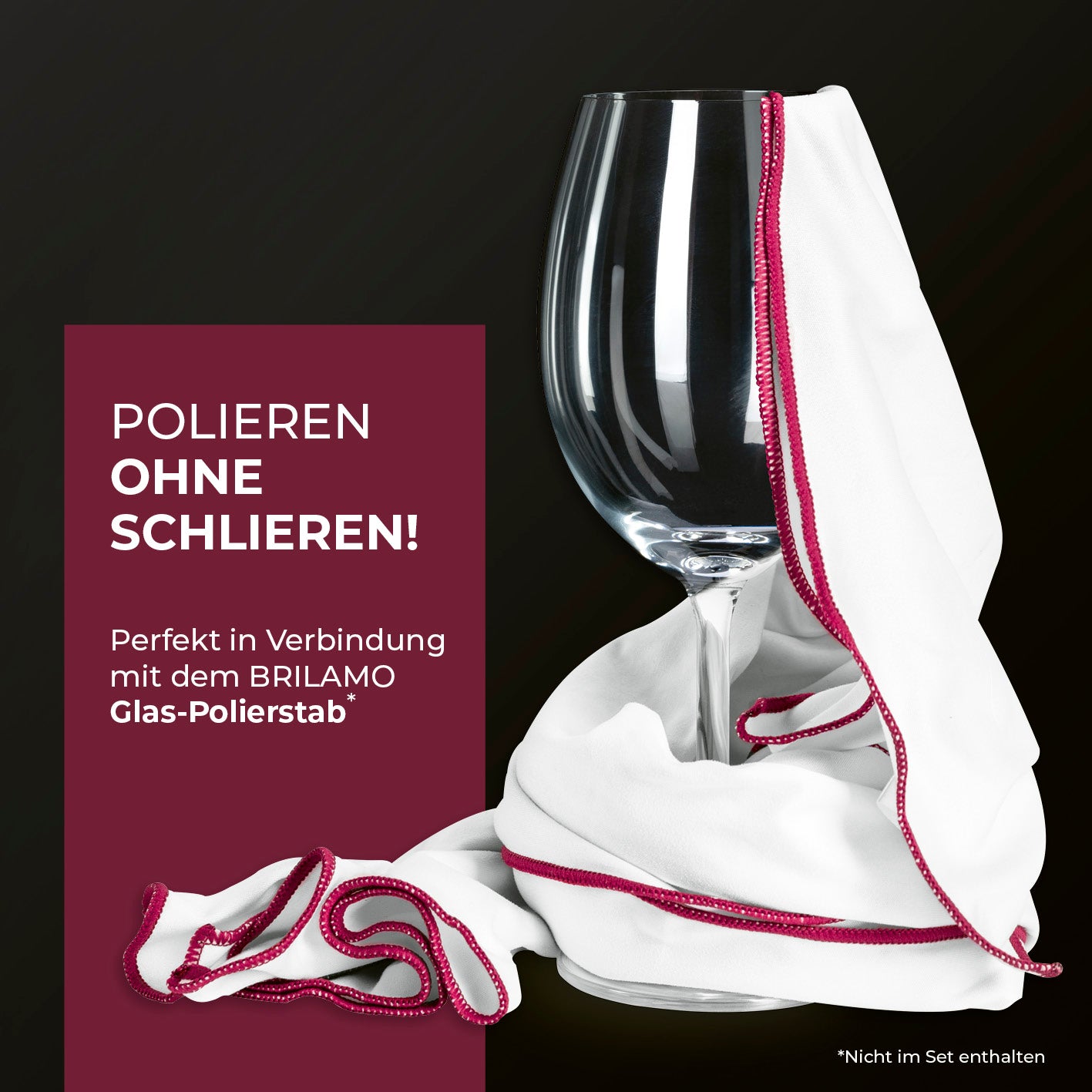 Glas-Poliertuch - 2er-Set, besonders weich für schlierenfreies Polieren und schnelle Reinigung aller Gläser, waschbar bei 60 Grad.