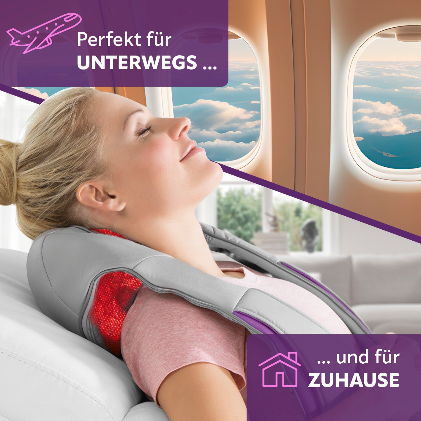 Shiatsu-Massagegerät zur Muskelentspannung mit Wärmefunktion, ideal für unterwegs und zu Hause, bequem und flexibel einsetzbar.