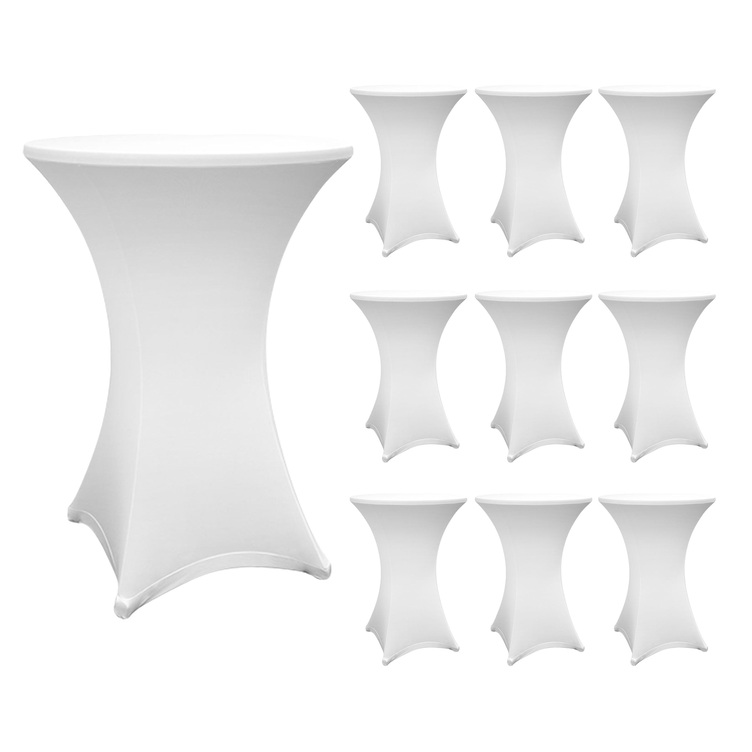 Stehtischhusse Tisch Bezug Husse Ø 80-85 cm Weiß 10er-Set, elegant, langlebig, abwischbar, waschbar, perfekte Passform für Stehtische.