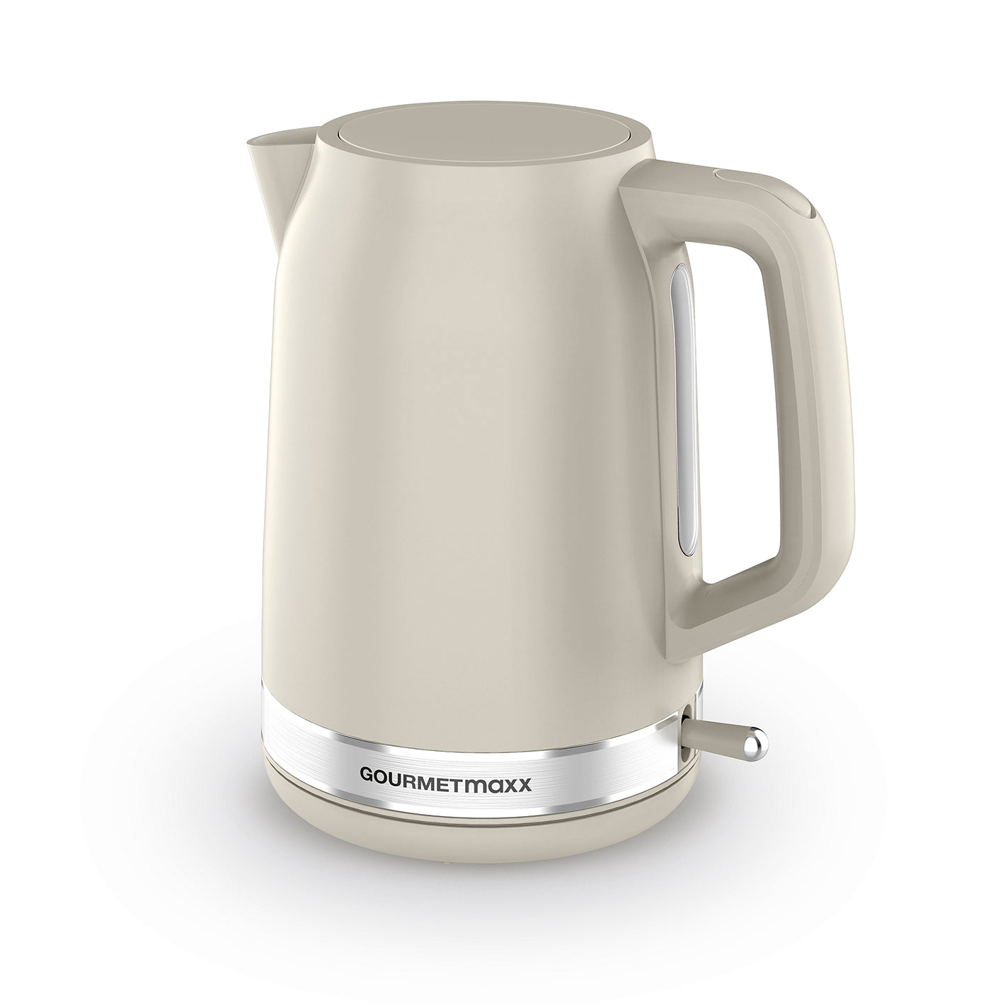 Wasserkocher 1,7l - Vanille kabellos mit 360° Basis, Wasserstandsanzeige und herausnehmbarem Kalkfilter in Cremefarben.