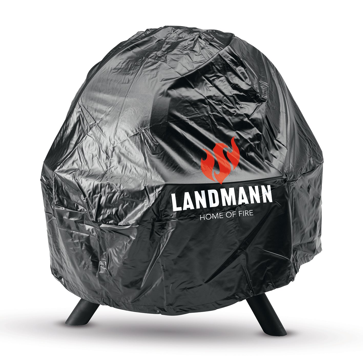 Wetterschutzhaube für Ball of Fire schützt den Feuerkorb vor Regen und Wetter, schwarz mit Landmann Logo, passgenau und robust.