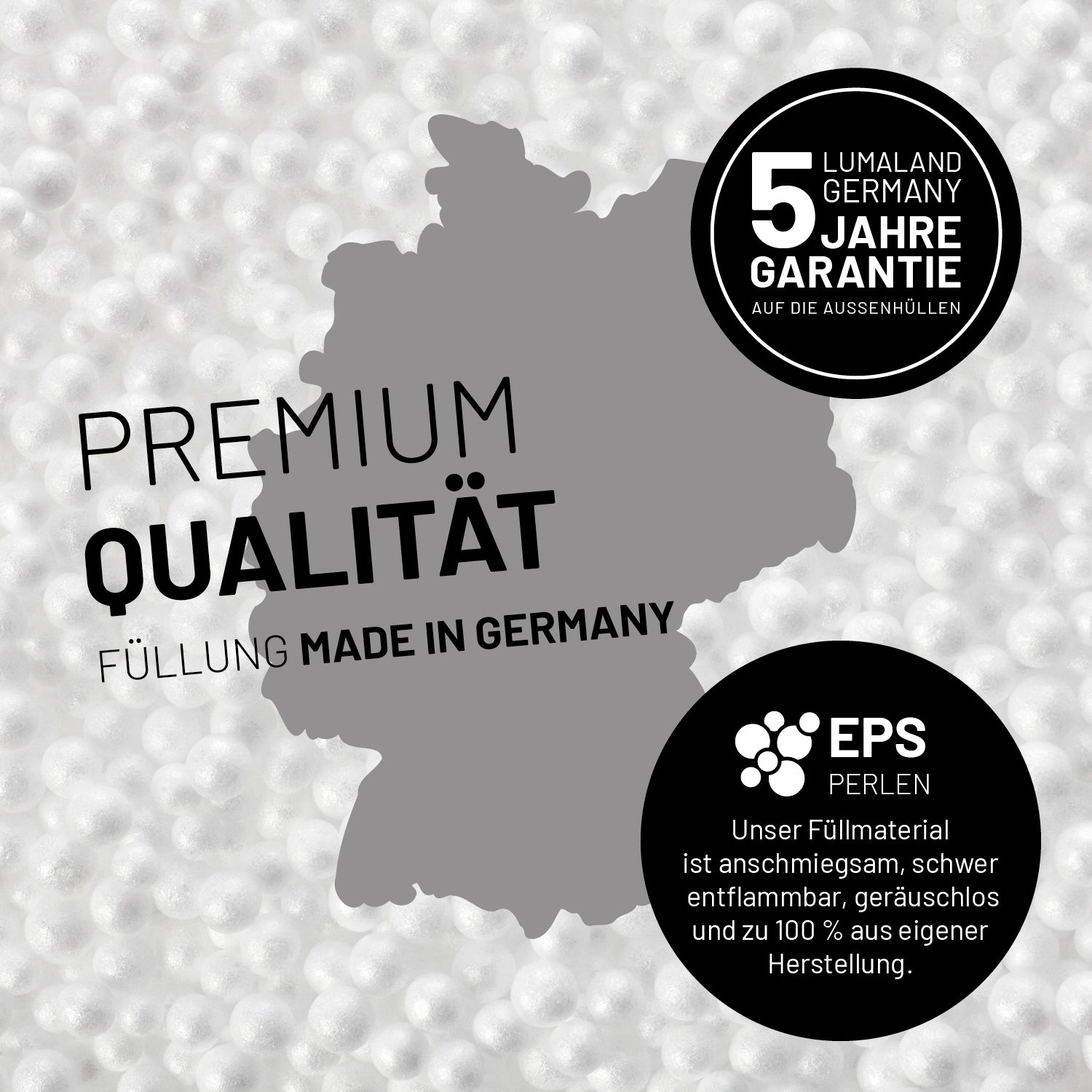 Basic Set (5-tlg.) - Modulares System - Grau mit hochwertiger EPS-Perlenfüllung, 5 Jahre Garantie, Made in Germany, für indoor & outdoor.