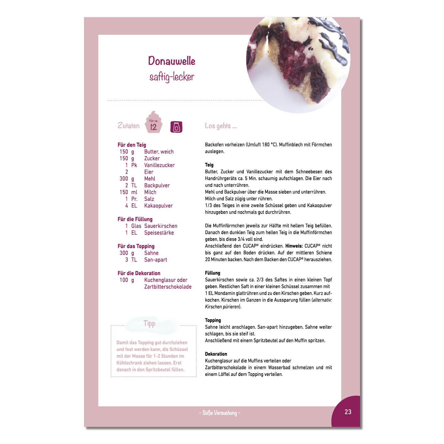 CuCap Backbuch für Cupcakes, Muffins & Mehr mit 40 Rezepten auf 76 Seiten, DIN-A5 Softcover und Fadenbindung, 2. Auflage 2020.