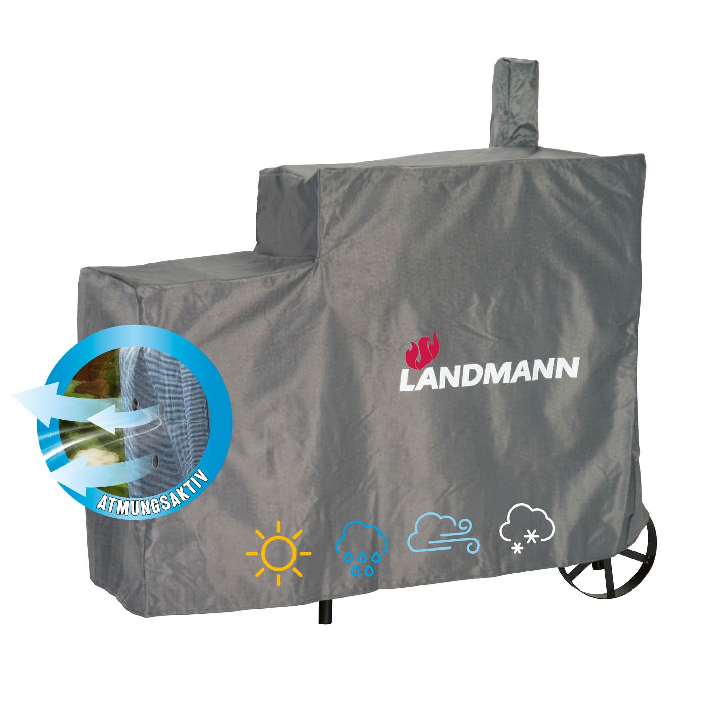 Wetterschutzhaube Premium - 130 x 60 x 120 cm - grau, atmungsaktiv, wasserdicht, UV-beständig und reißfest für optimalen Schutz.