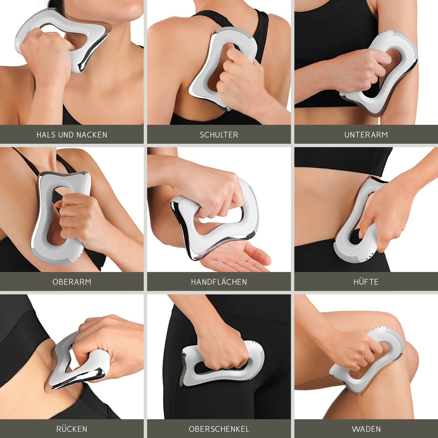 EMS-Massagegriff - 3 Intensitätsstufen und Wärmefunktion, vielseitig einsetzbar für Nacken, Rücken, Arme, Hüfte und Beine.