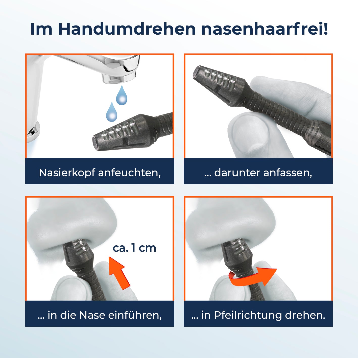 Nasenhaartrimmer - Nasierer inkl. Keramikständer zur sanften, präzisen Nasenhaarpflege ohne Batterien, abwaschbar und wiederverwendbar.