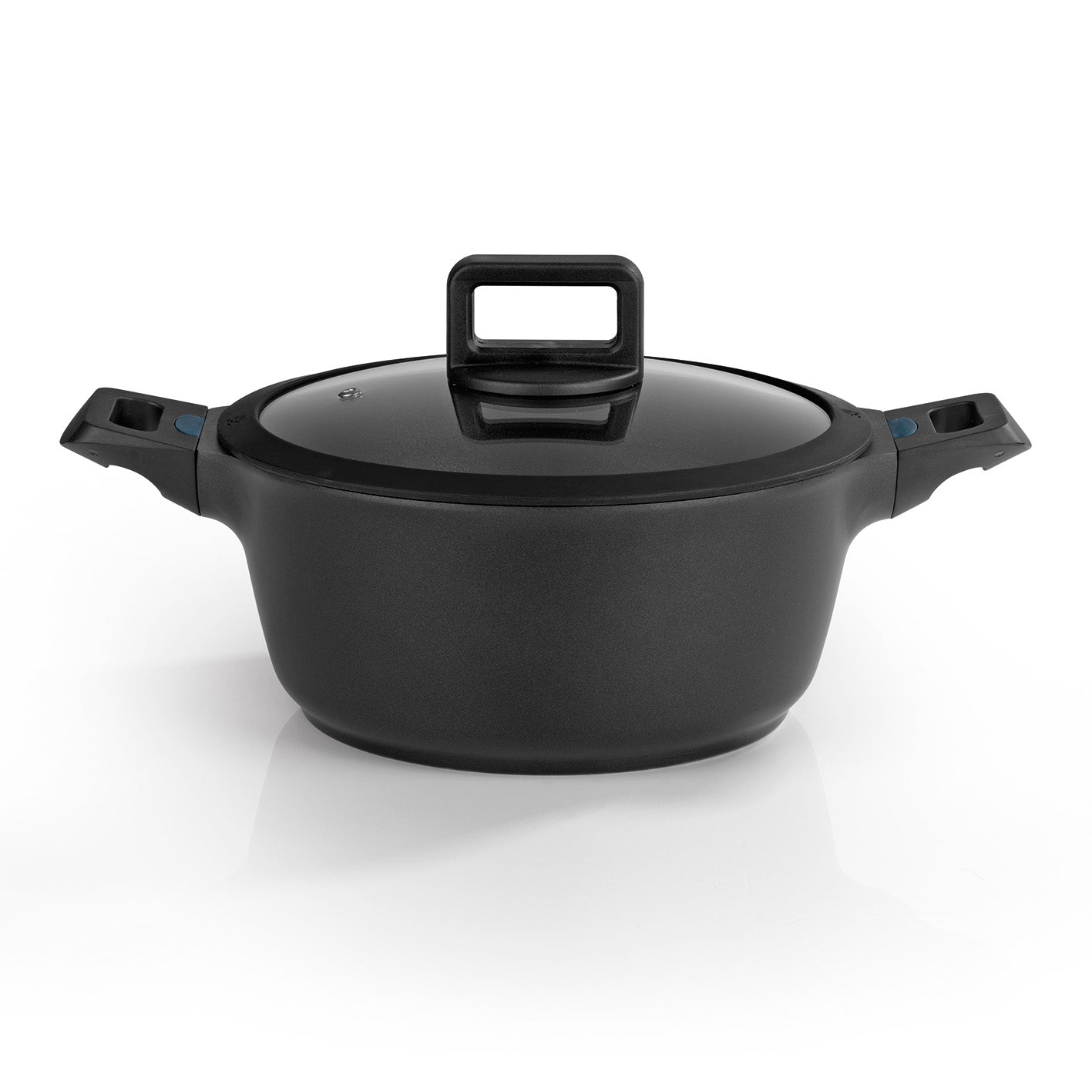 Aluguss-Kochtopf 24 cm - N8WERK Heat Indicator - Midnight Edition mit Deckel, geeignet für alle Herdarten und Backofen bis 150 Grad.