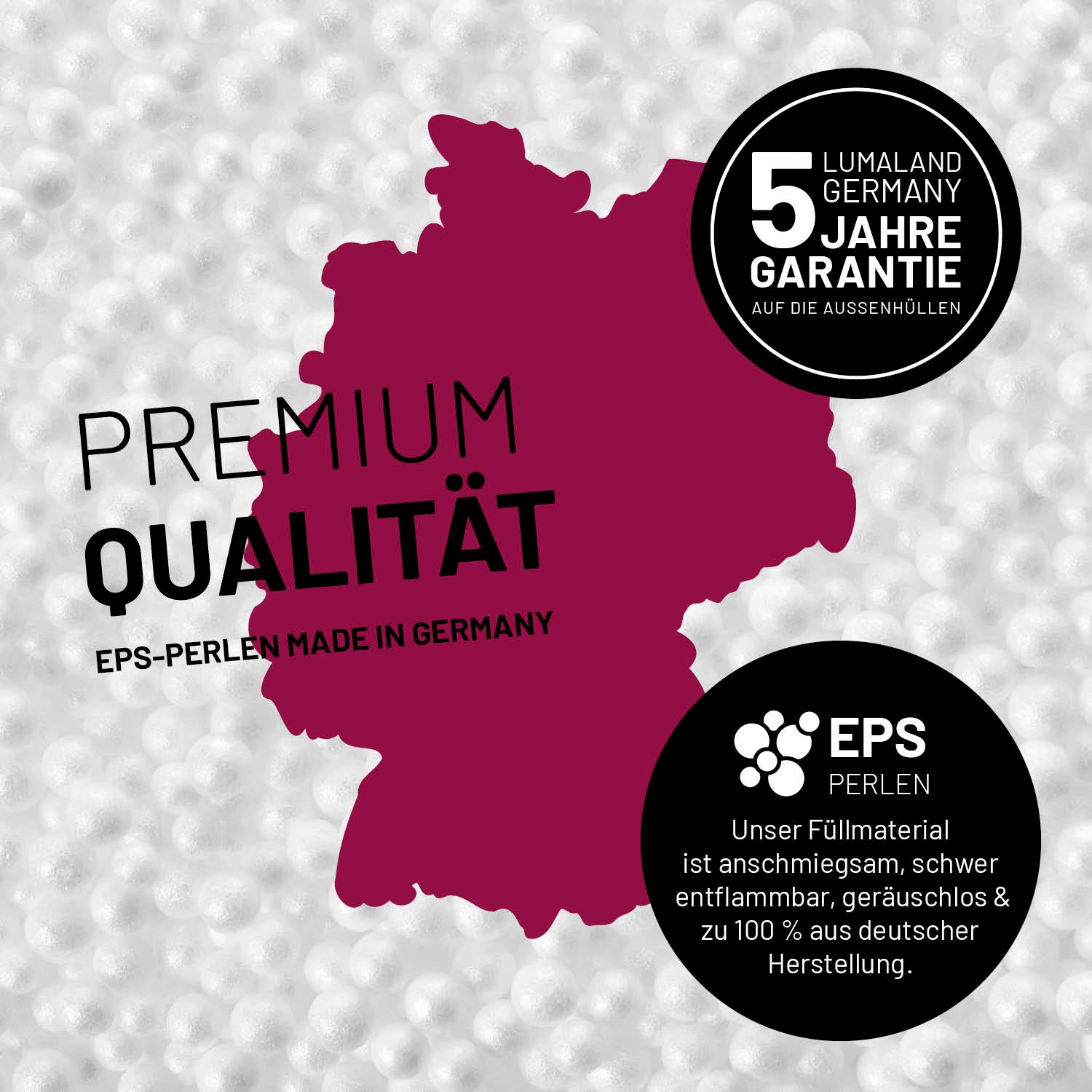Sitzsack Classic XXL (380 L) - indoor & outdoor - Rotwein mit hochwertigen, schadstofffreien EPS-Perlen Made in Germany und 5 Jahre Garantie.