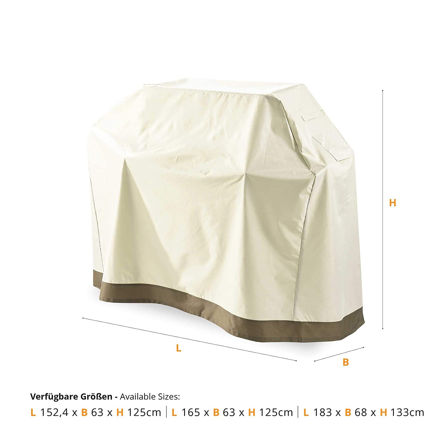 Gartenmöbelabdeckung Grill Abdeckhaube 152,4x63x125 cm beige, wasser- und witterungsbeständig, mit Tragegriffen und robustem Oxford 600D Gewebe.