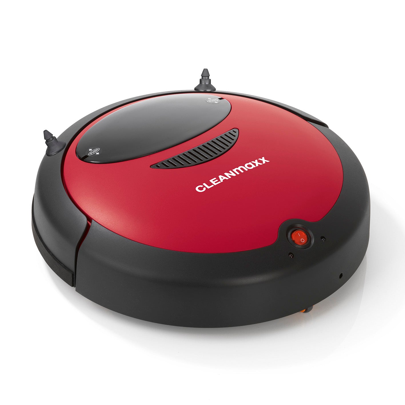 Saugroboter 2in1 - rot/schwarz mit sensorgesteuerter Navigation, Wischfunktion und kompakt für Reinigung unter Möbeln.