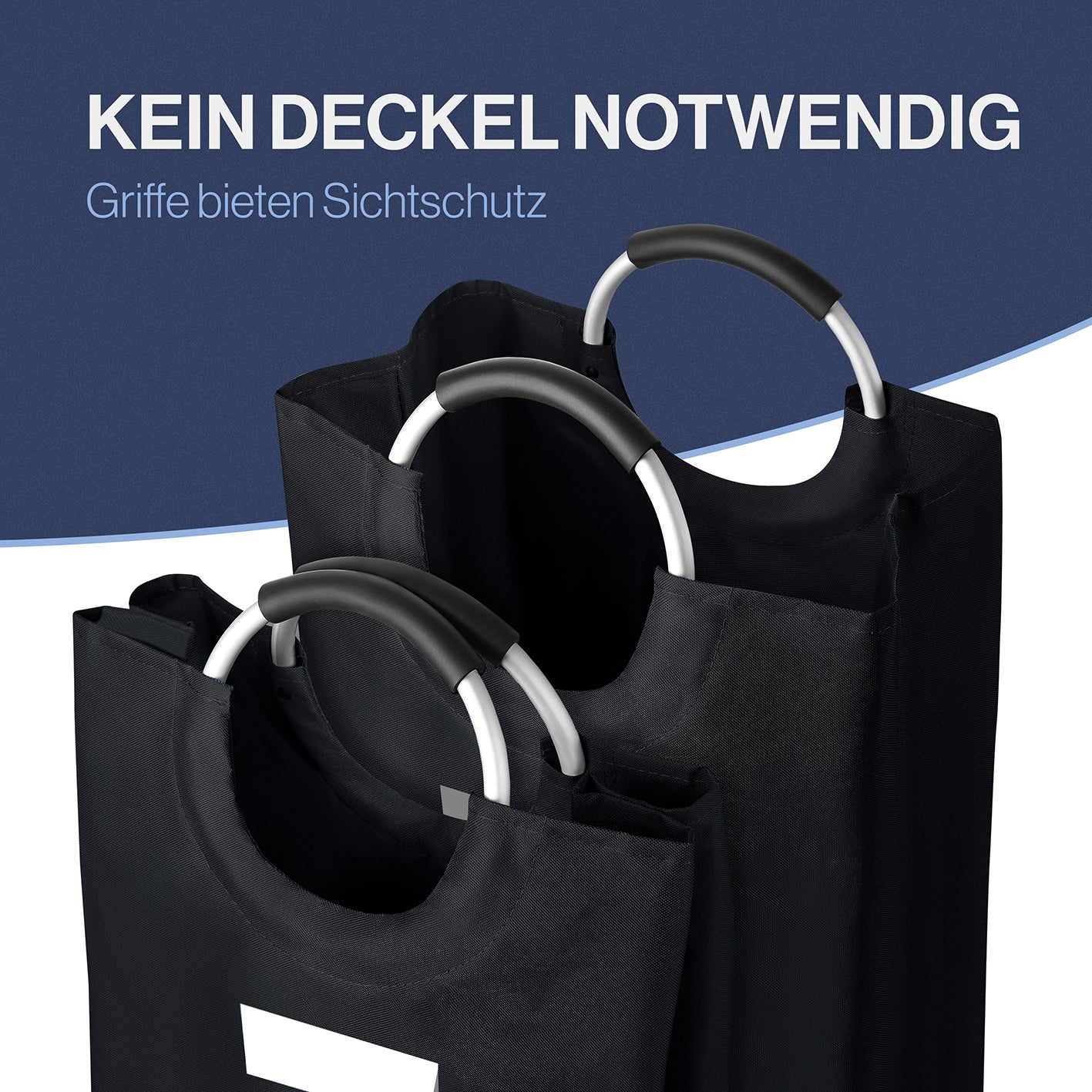 Faltbarer Wäschekorb - Schwarz - 82 Liter mit Griffen für Sichtschutz, platzsparend, robust und leicht zu transportieren.