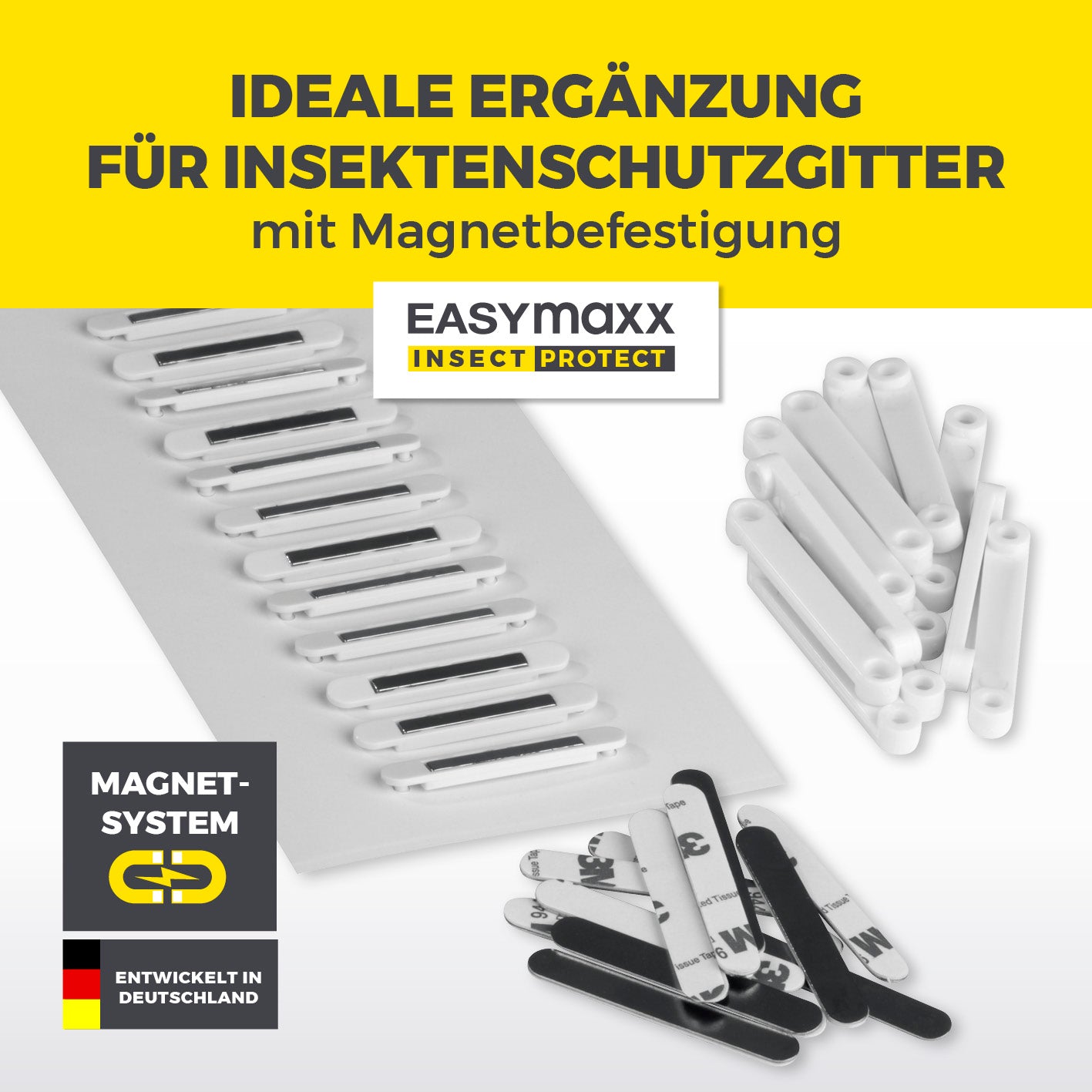 Magnet-Set für EASYmaxx Insect Protect Insektenschutzgitter - 12 starke Magnete für einfache, rückstandsfreie Befestigung ohne Bohren.
