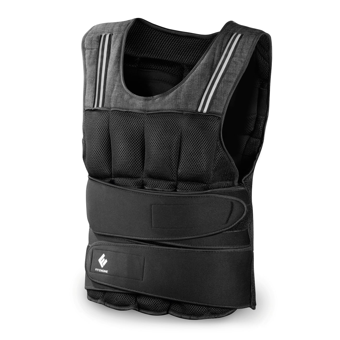 Gewichtsweste - 20 kg mit verstellbarem Klettverschluss, Mesh-Material und 36 herausnehmbaren Gewichten für intensives Training.