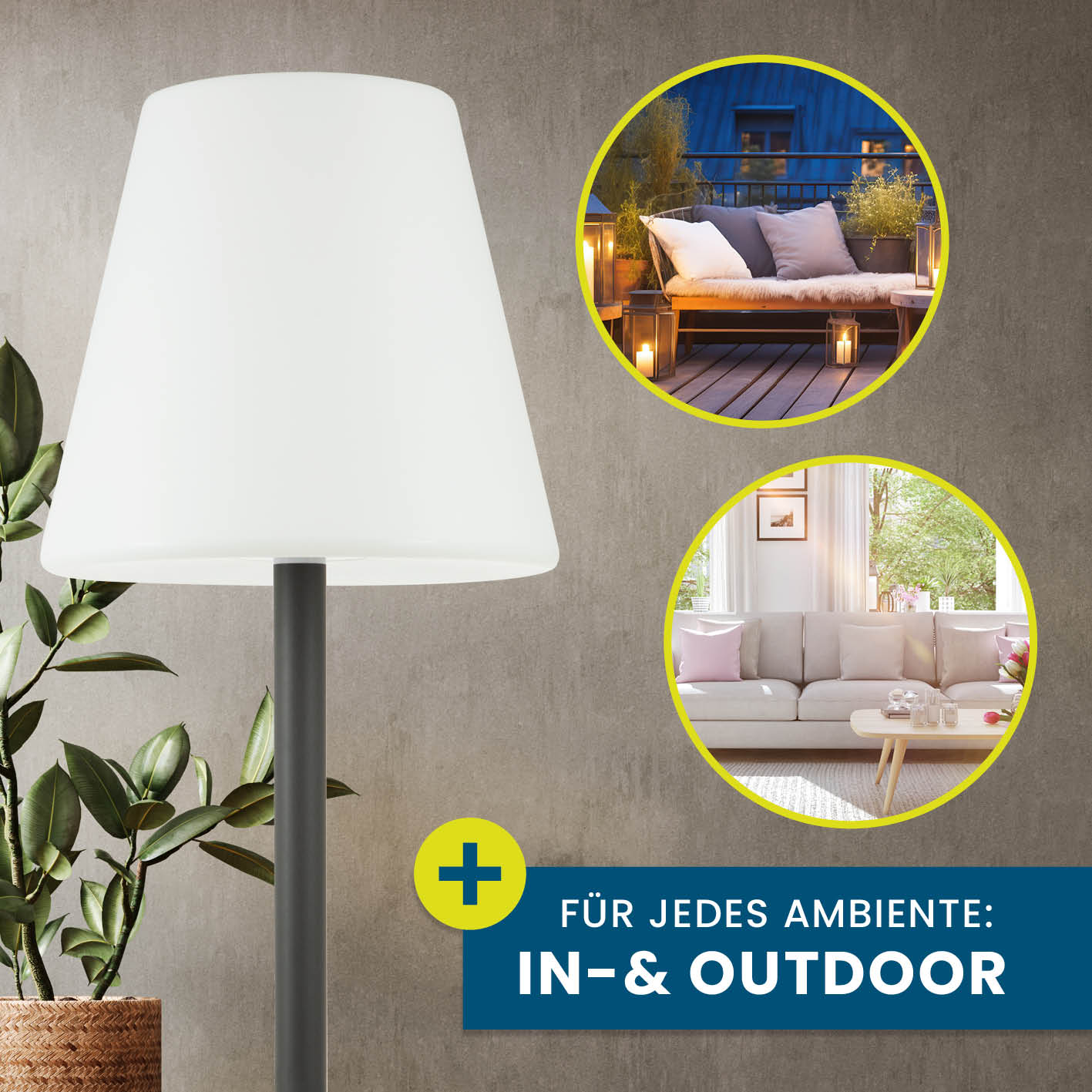LED-Standleuchte dimmbar - 187 cm - schwarz/weiß, zeitlos, 3-Stufen-Dimmung, wetterbeständig für In- und Outdoor-Bereich.