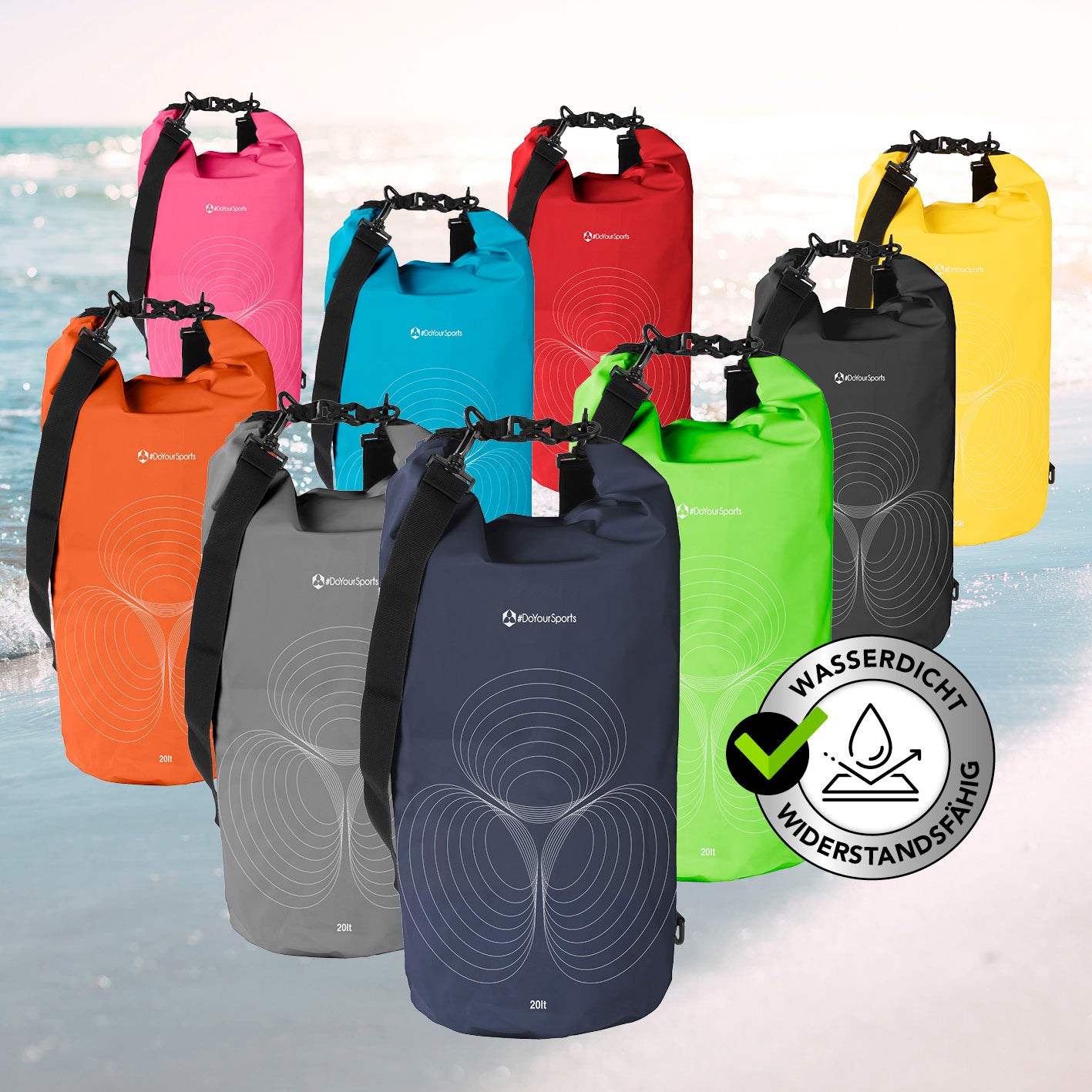 Dry Bag 20L - Dunkelblau wasserdichter, robuster Outdoor-Rucksack mit UV-Schutz und verstellbarem Schultergurt für Abenteuer.
