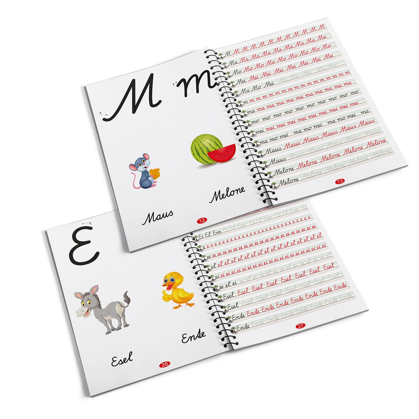Heft Schreibschrift - Schulausgangsschrift - mit Bleistift und Radiergummi - DIN-A4 zum Schreibenlernen mit Rillen und Motivationshilfen.