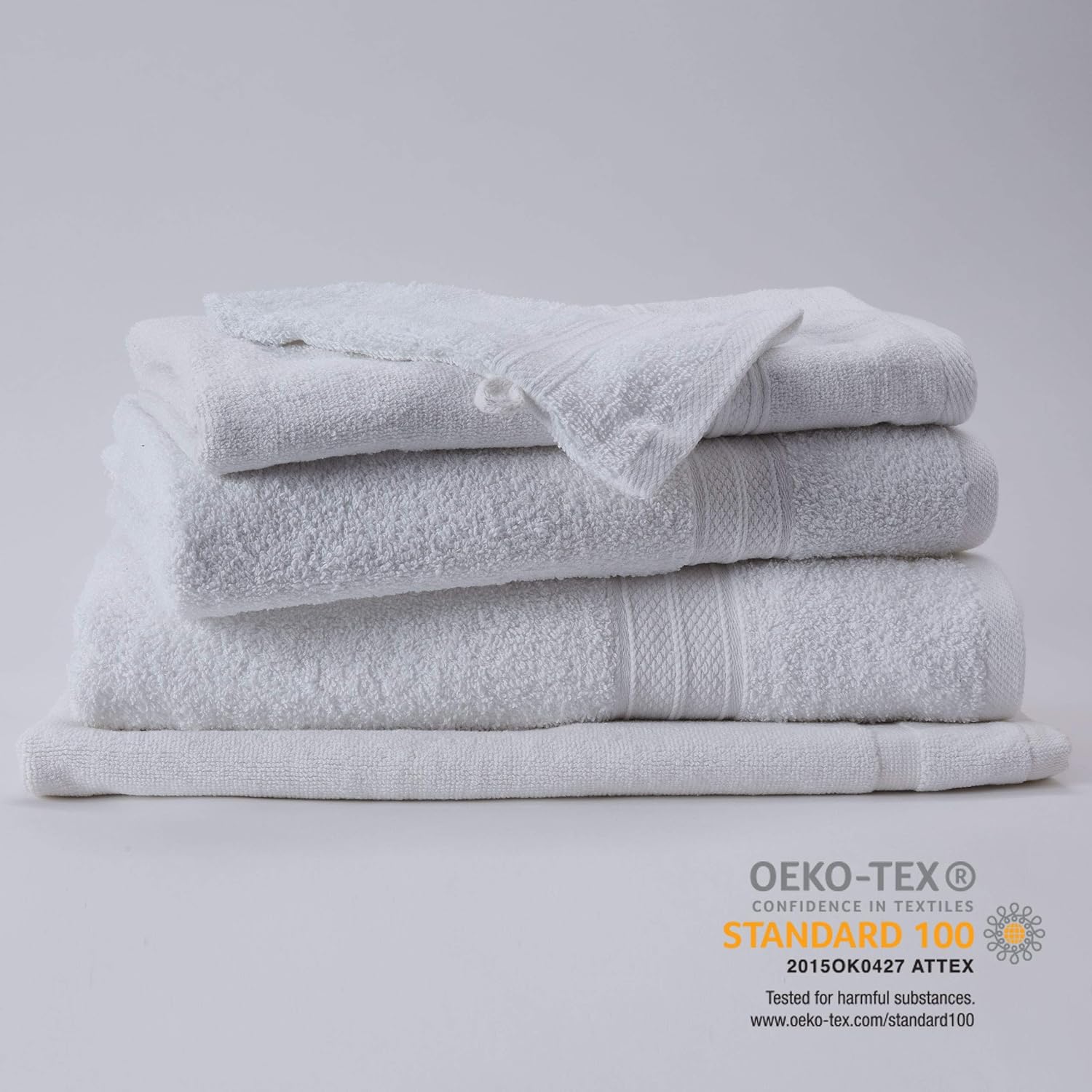 Premium Badetücher 100 x 150 cm - 2er-Set - Weiß, weiche, saugfähige Frottee-Badetücher aus 100 % Baumwolle, pflegeleicht und langlebig.