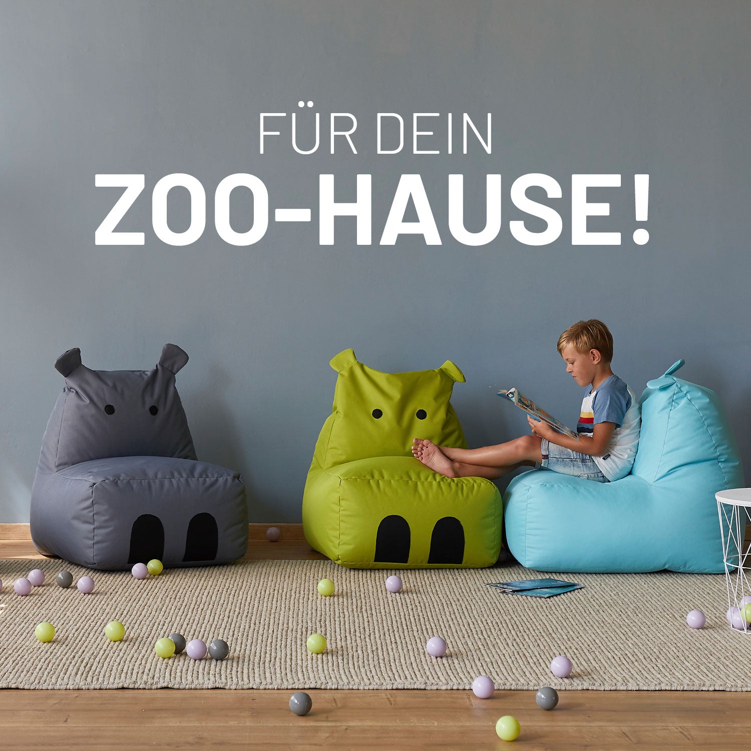 Kindersitzsack Animal Line Hippo (200 L) Pastell Pink, weich, wasserabweisend, indoor & outdoor, kindersitzsack mit großem Maul Sitzplatz