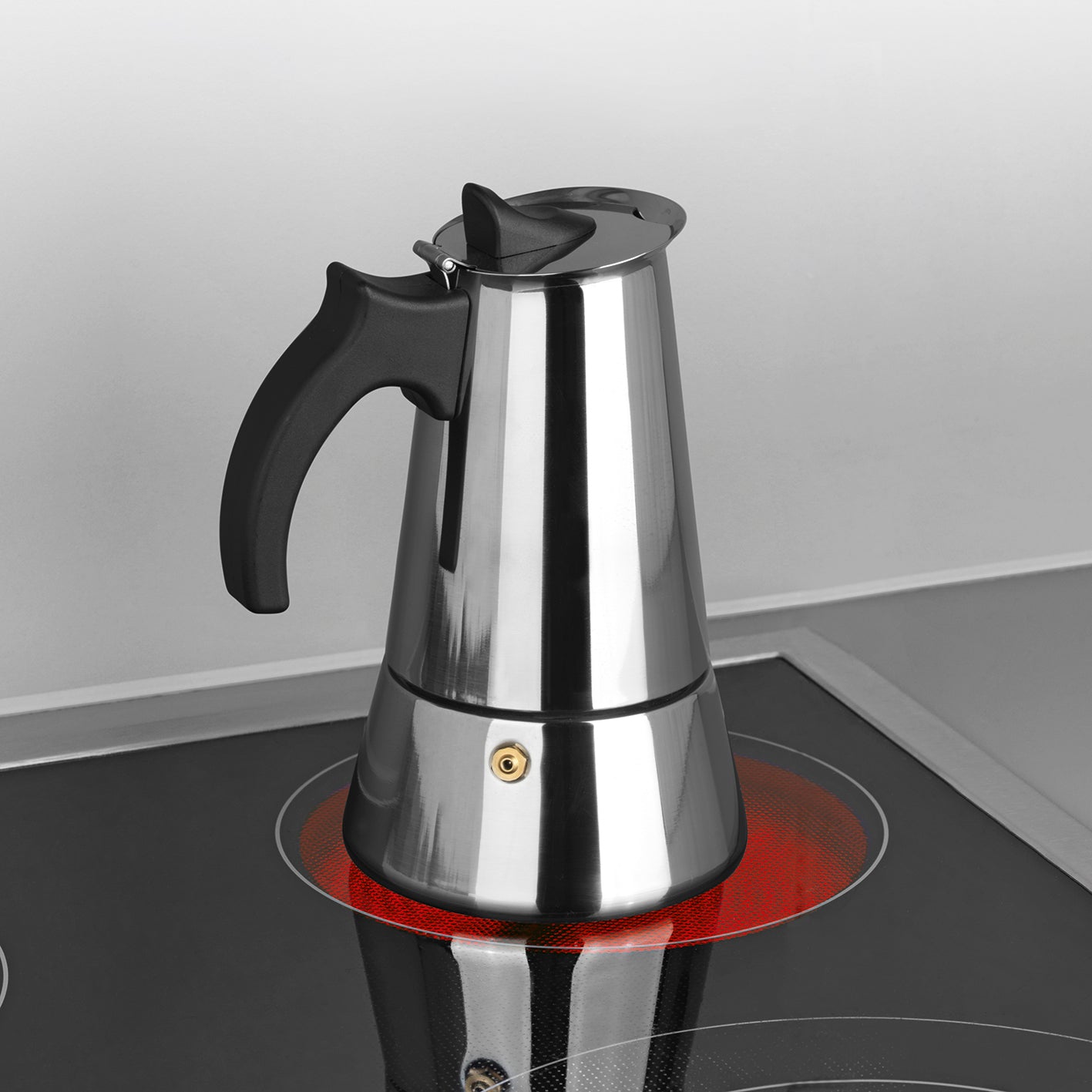 ESPRESSOMAKER - Espressokocher - 6 Tassen aus Edelstahl für 4-6 Tassen Espresso, geeignet für Induktion und Gasherd.