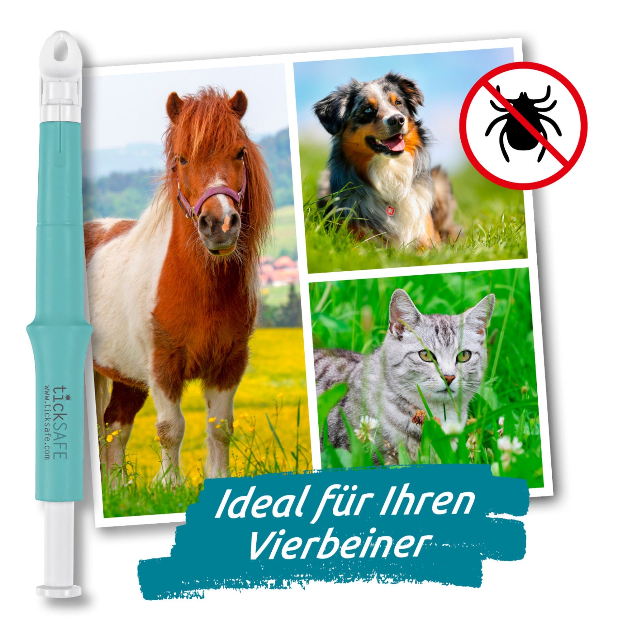 Zeckengreifer für Tiere mit rotierendem Greiferkopf entfernt Zecken sanft bei Pferd, Hund und Katze, auch an schwer zugänglichen Stellen.