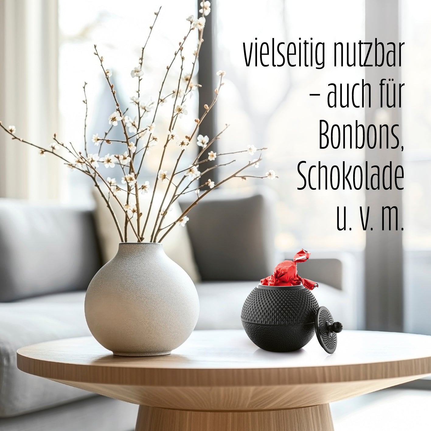 Teedose aus Gusseisen - Aufbewahrungsbox für Tee - 750 ml - Schwarz vielseitig nutzbar, z.B. für Bonbons und Schokolade.