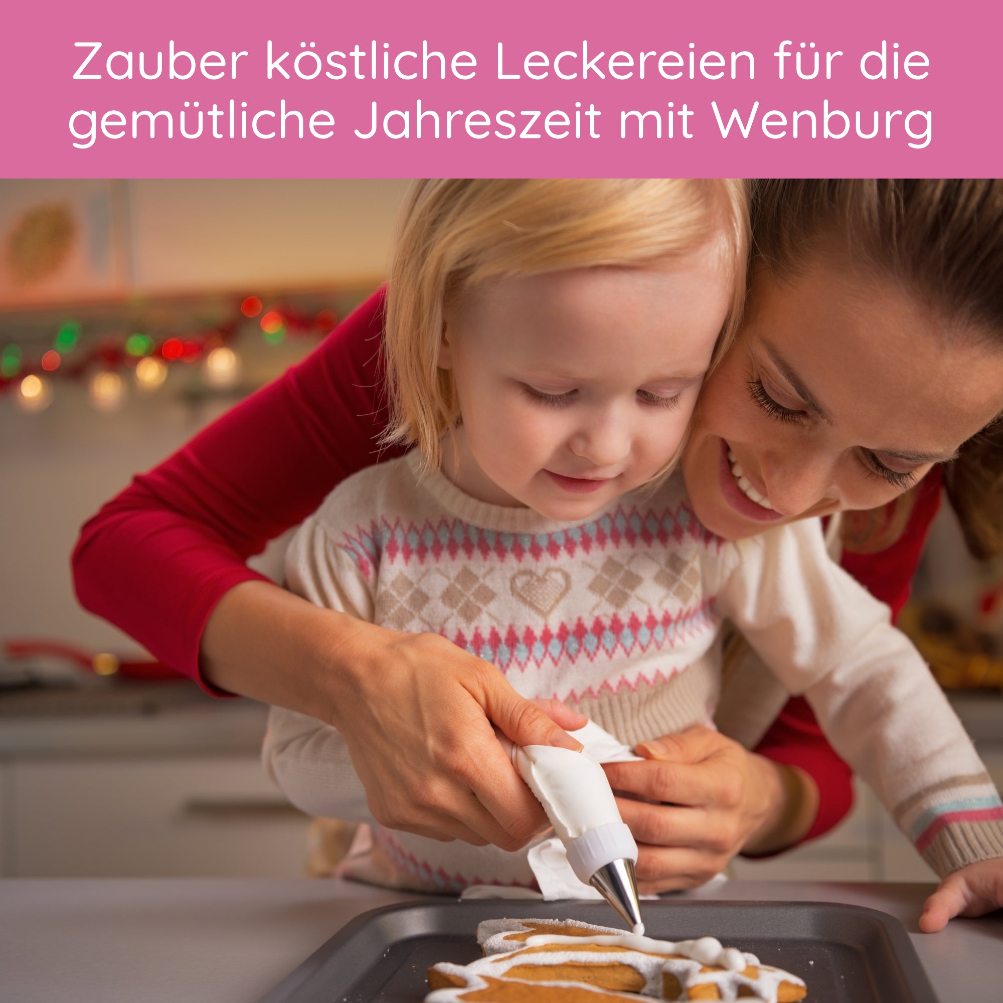 Mutter und Kind dekorieren Plätzchen mit Spritzbeutel mit Tüllen - 12-tlg. Set für festliche Backideen und feine Verzierungen