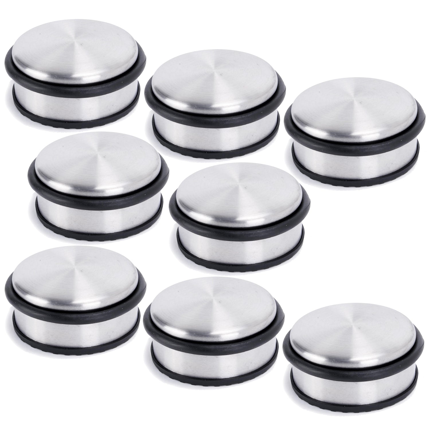 Edelstahl Türstopper Chrom-Design flach - 8 Stück, verchromt, silber, je ca. 1,2 kg schwer, robust und modern für Türen.