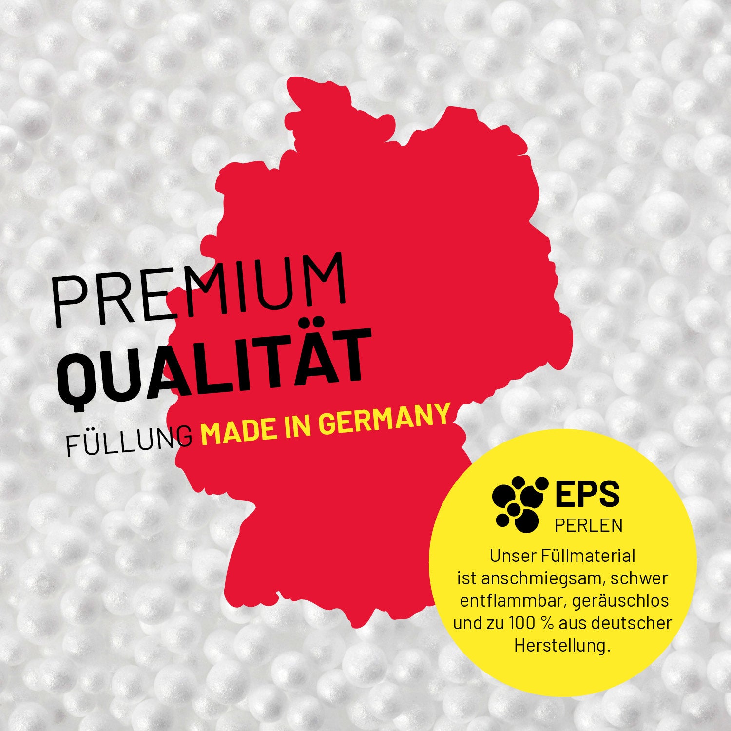 EM 2024 3er Deutschland-Set - je 1 x Schwarz, Rot & Gelb mit Premium Qualität Füllung Made in Germany aus EPS Perlen