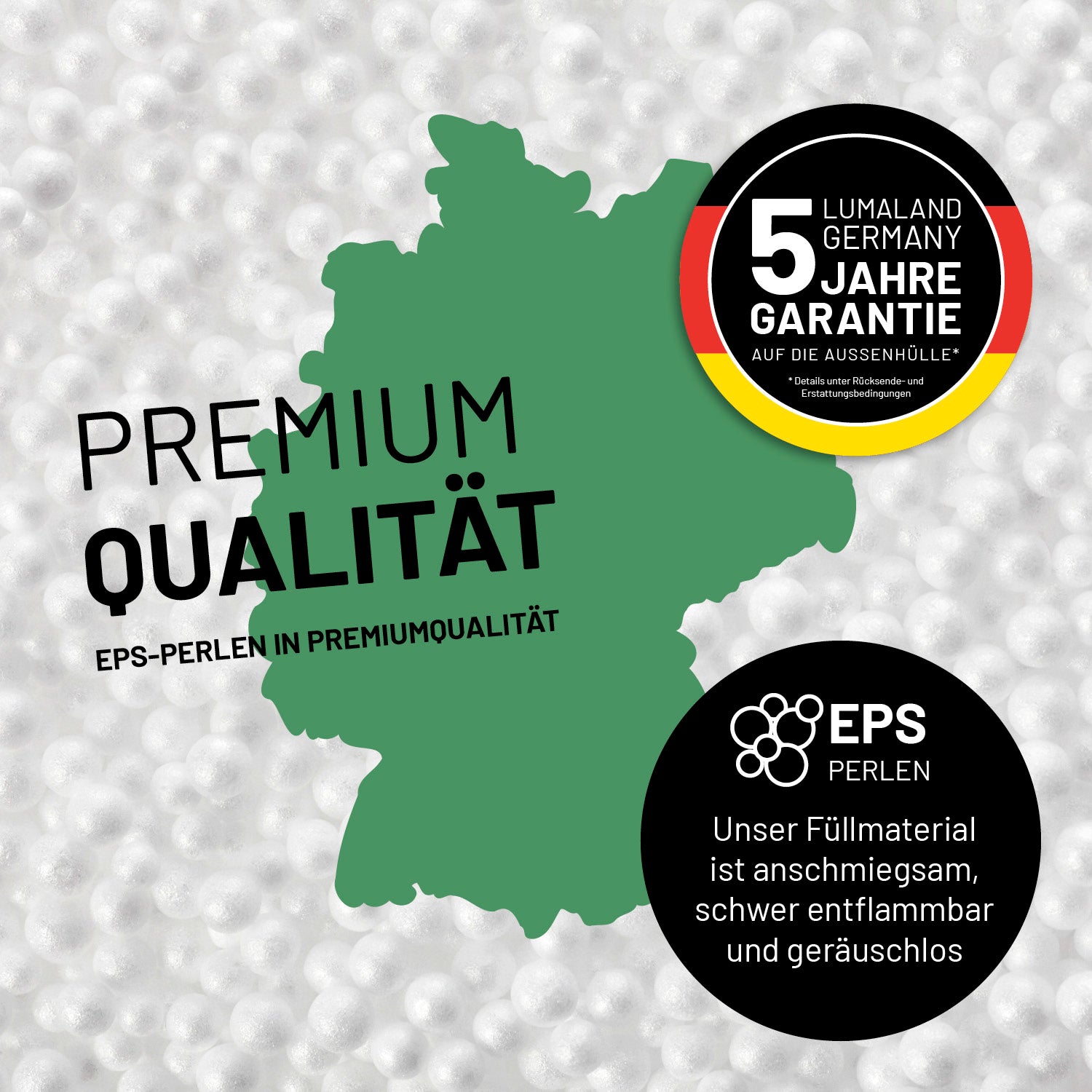 Sitzsack Classic XXL aus der LUMALAND Cord-Reihe 380 L in Dunkelgrün mit hochwertiger, atmungsaktiver EPS-Füllung und 5 Jahre Garantie