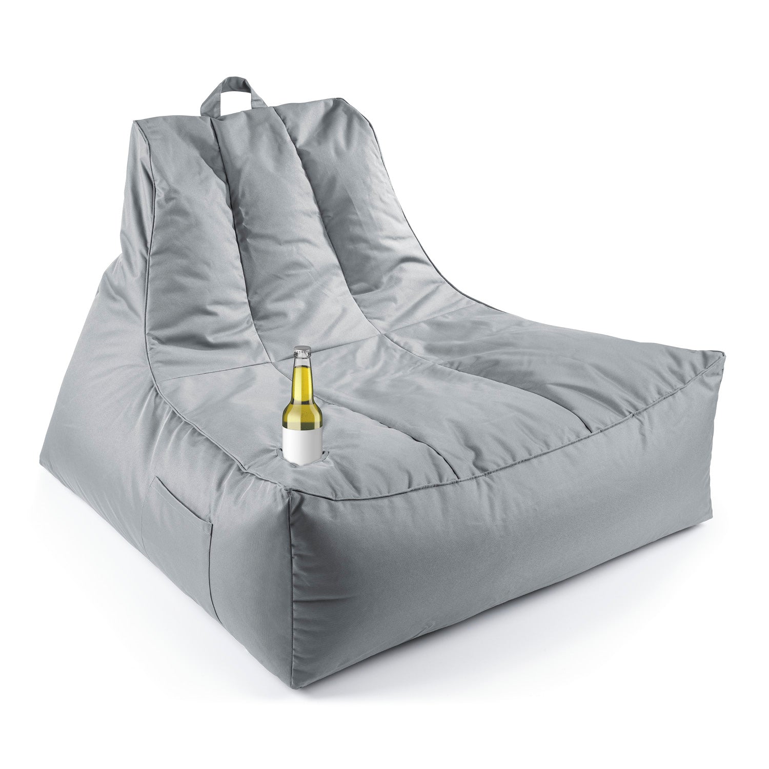 Premium Lounge-Sessel - 380 L - 100 x 100 x 80 cm - Grau mit großer Sitzfläche, Getränkehalter und wetterfester Hülle für Innen und Außenbereich.