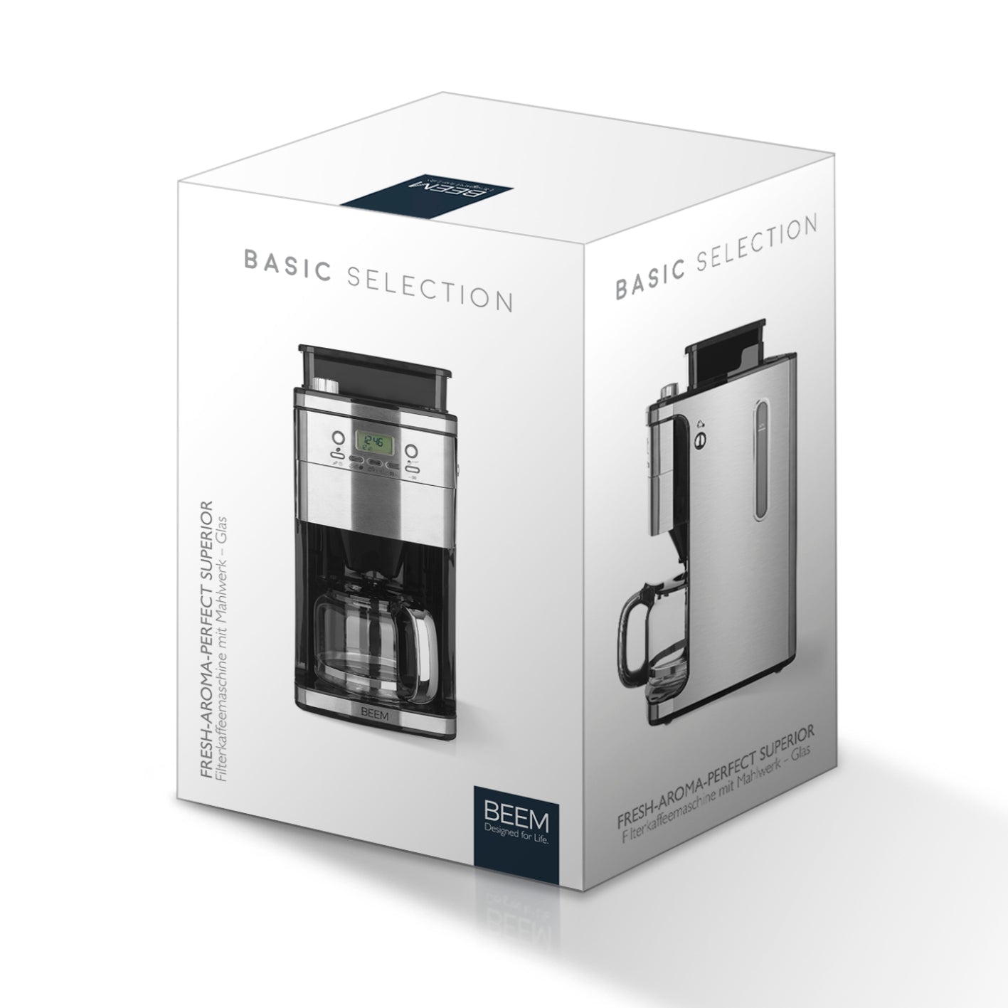 FRESH-AROMA-PERFECT SUPERIOR Filterkaffeemaschine mit Mahlwerk in Glas, 1,5 l Kanne, 28 Mahlgrade, Digitalanzeige, Warmhalteplatte.