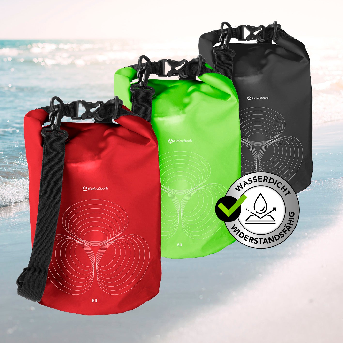 Dry Bag 5L - Rot wasserdichter, robuster Outdoor-Rucksack mit Rolltop-Verschluss und verstellbarem Schultergurt für sicheren Schutz der Wertsachen.