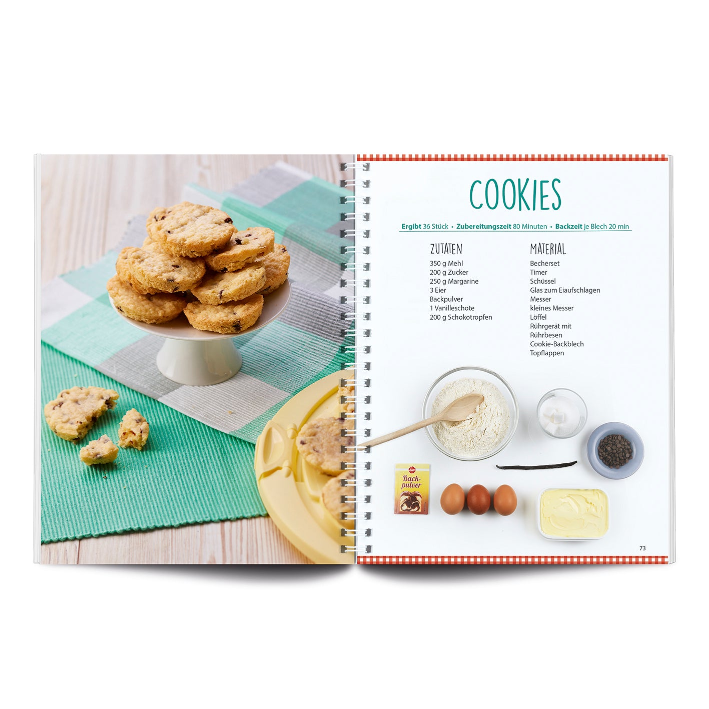 Rezeptbuch Ergänzungsexemplar Band 3 zeigt Cookies Rezept mit Zutaten und Backanleitung, Kinder-Backbuch für selbstständiges Backen ab 3 Jahren