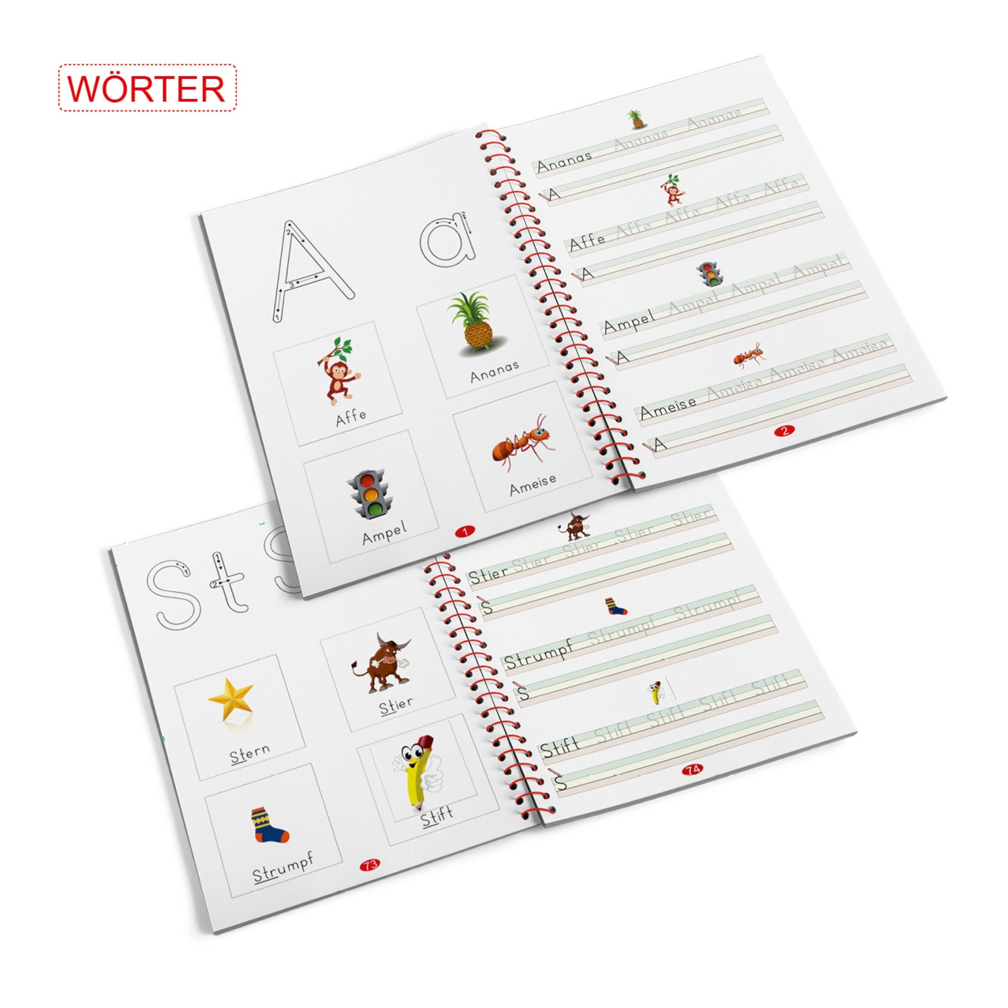 Heft-Set Buchstaben, Zahlen & Wörter mit Bleistift/Radiergummi - DIN-A4 zum Schreibenlernen mit kindgerechten Illustrationen und Übungen.