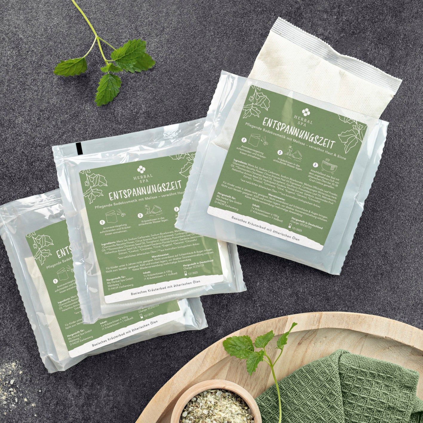 Basisches Kräuterbad mit ätherischen Ölen - Erkältungszeit & Entspannungszeit 12er-Set, pflegende Badekosmetik für Haut & Sinne.