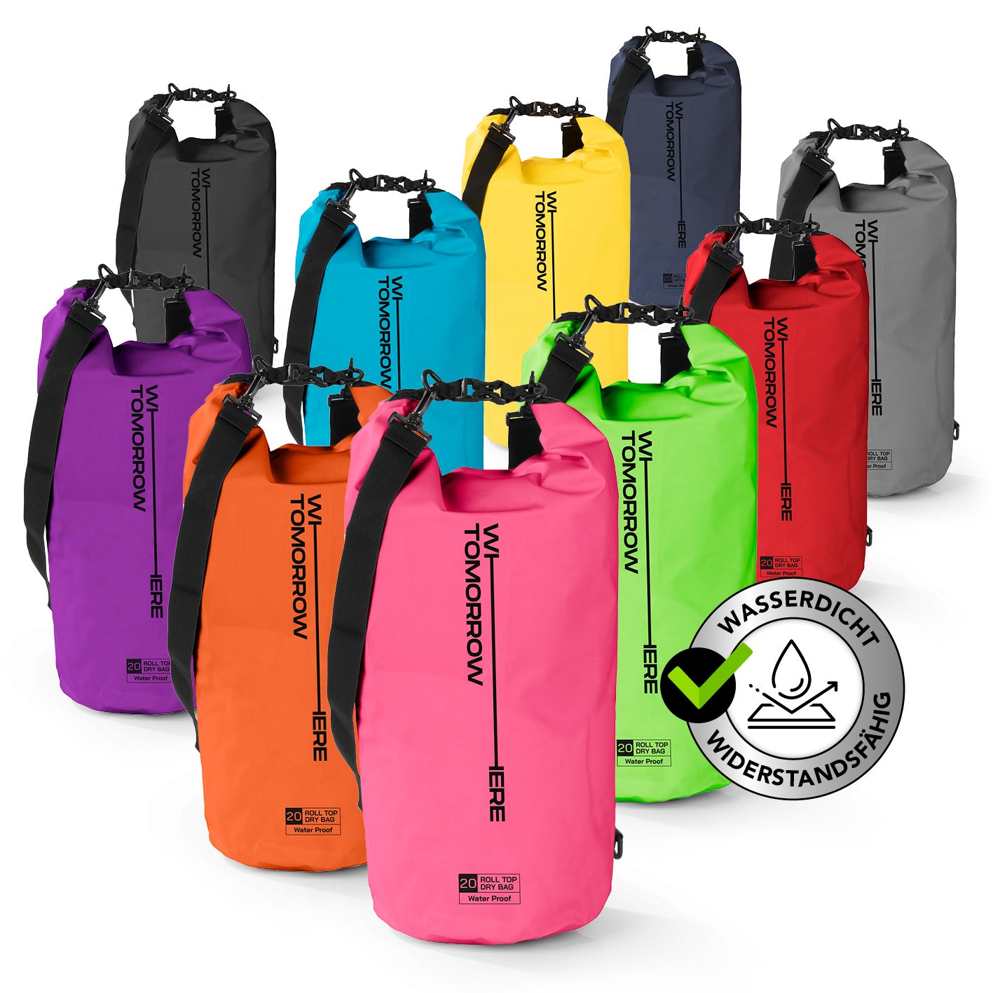 Dry Bag 20L - Style 02 - Pink robuster, wasserdichter Rucksack mit UV-Schutz und verstellbarem Schultergurt für Outdoor-Abenteuer.