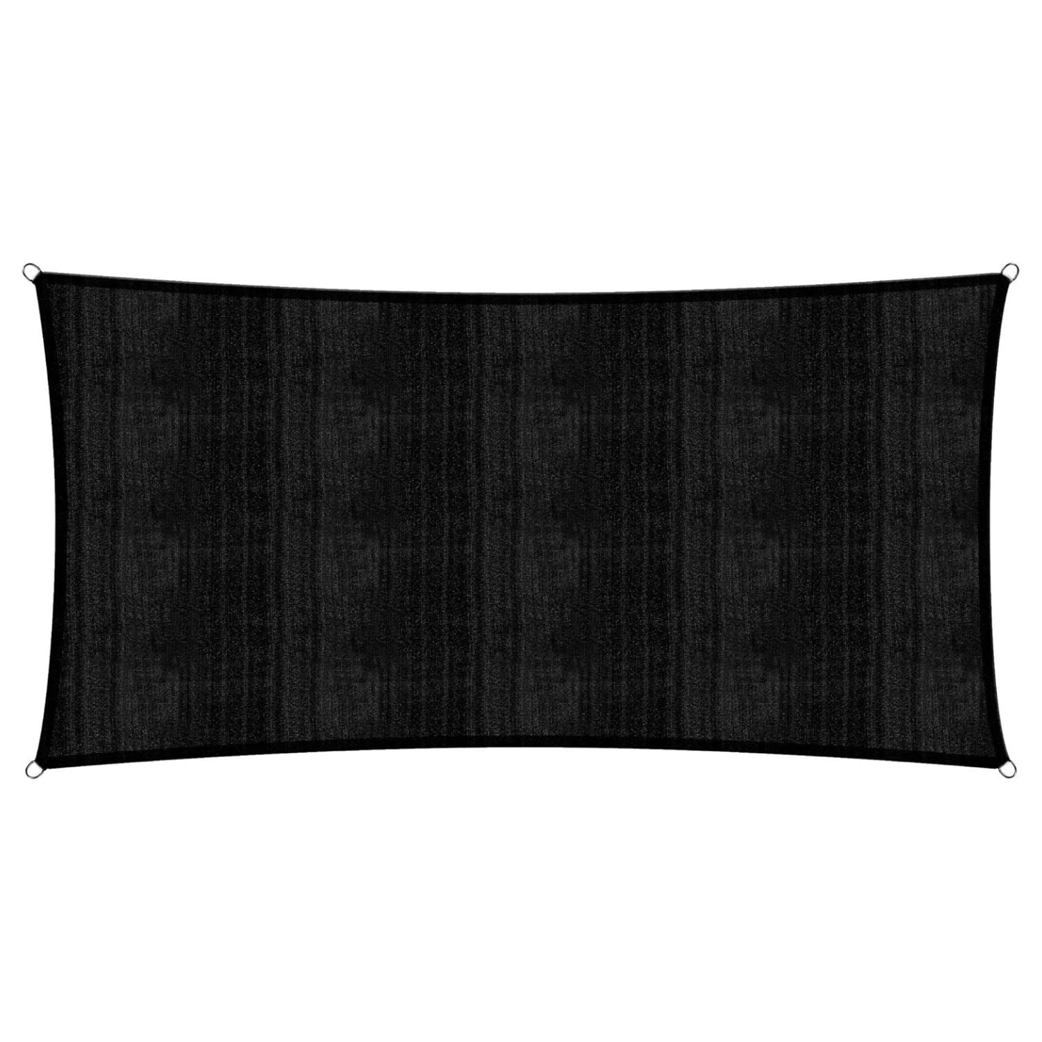 Sonnensegel 100% HDPE mit Stabilisator für UV-Schutz - Rechteck 5 x 7 Meter - Schwarz, robust und reißfest mit Befestigungsringen