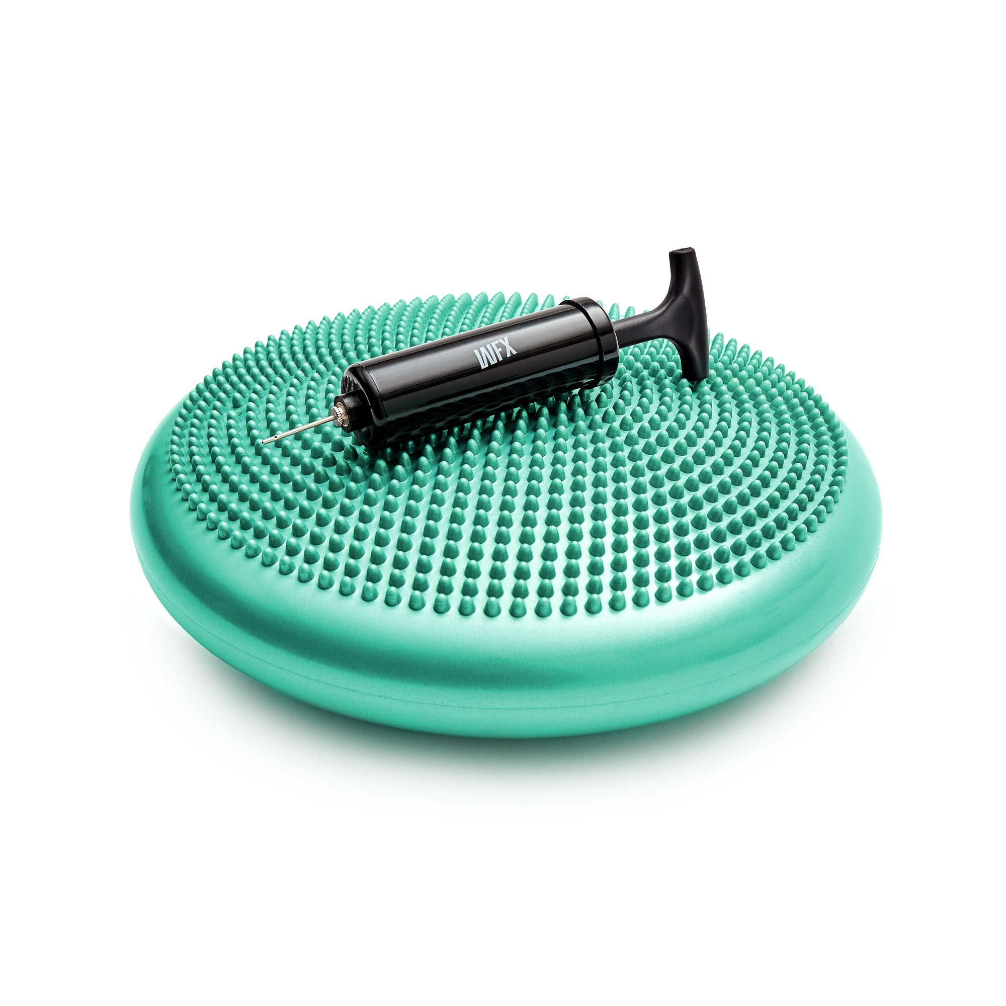 Ballsitzkissen "Blowup" Ø 33 cm in Türkis mit Pumpe, ergonomisch, rutschfest und mit Massage-Noppen für komfortables Sitzen.