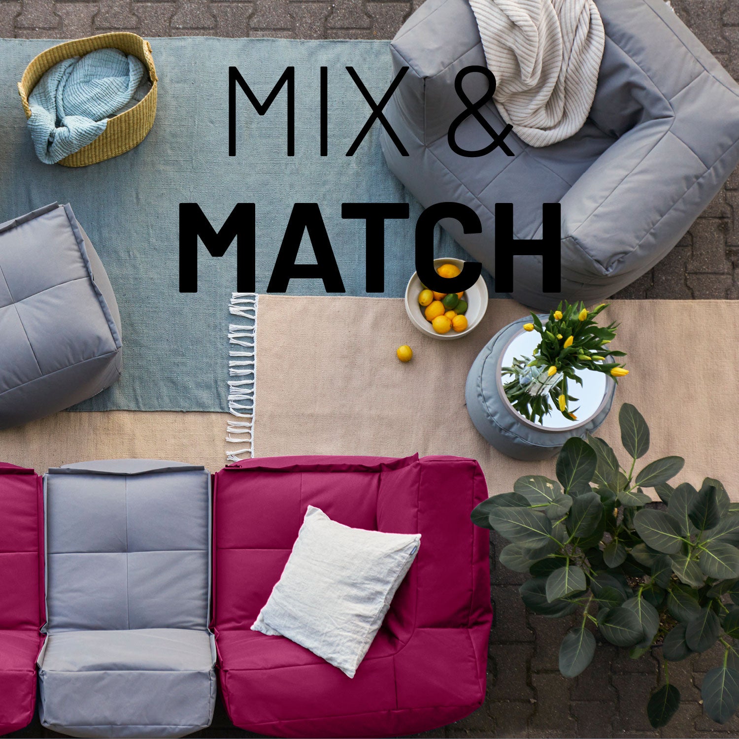 Sitzsack-Sofa Mittelstück (200 L) - Modulares System - indoor & outdoor - Rotwein kombiniert Komfort und Flexibilität mit hochwertigem Design.