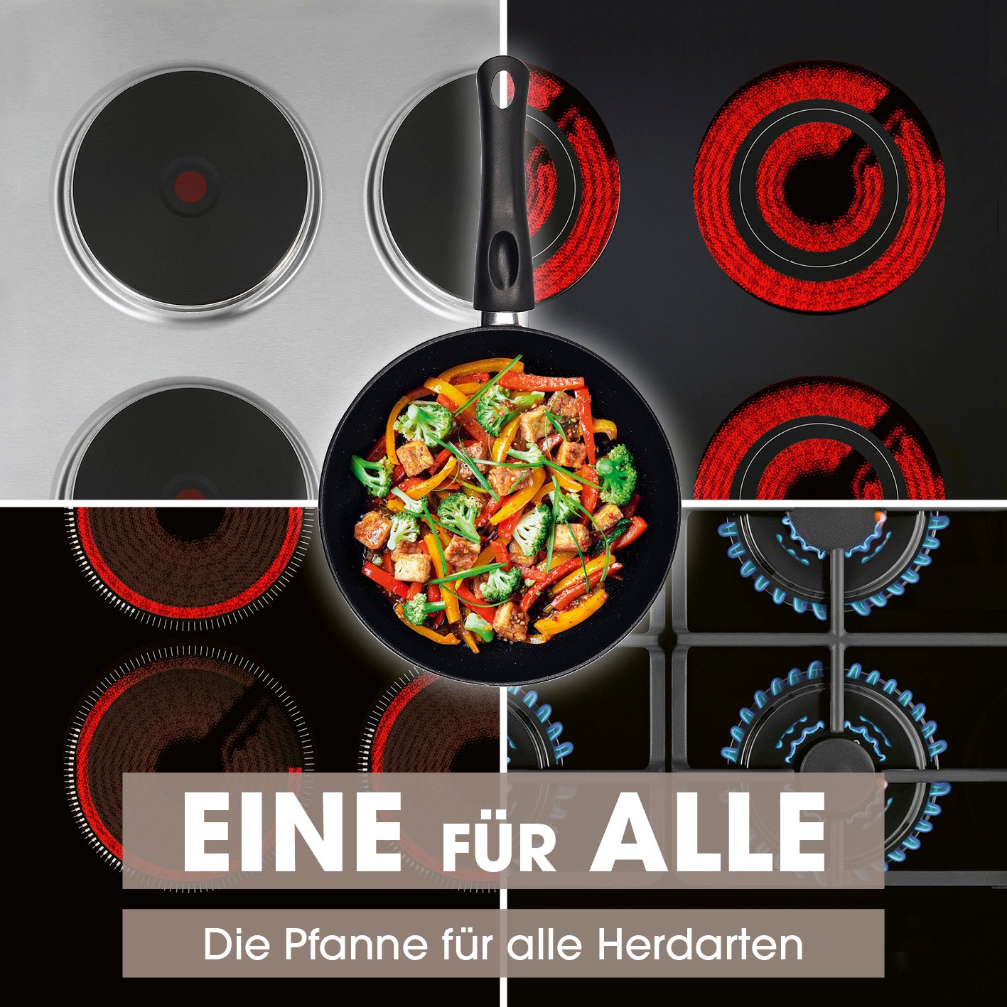 Karbonstahl-Bratpfanne Ø 20 cm mit 2-fach Antihaftbeschichtung, geeignet für alle Herdarten, modernes Granit-Design, langlebig und robust.