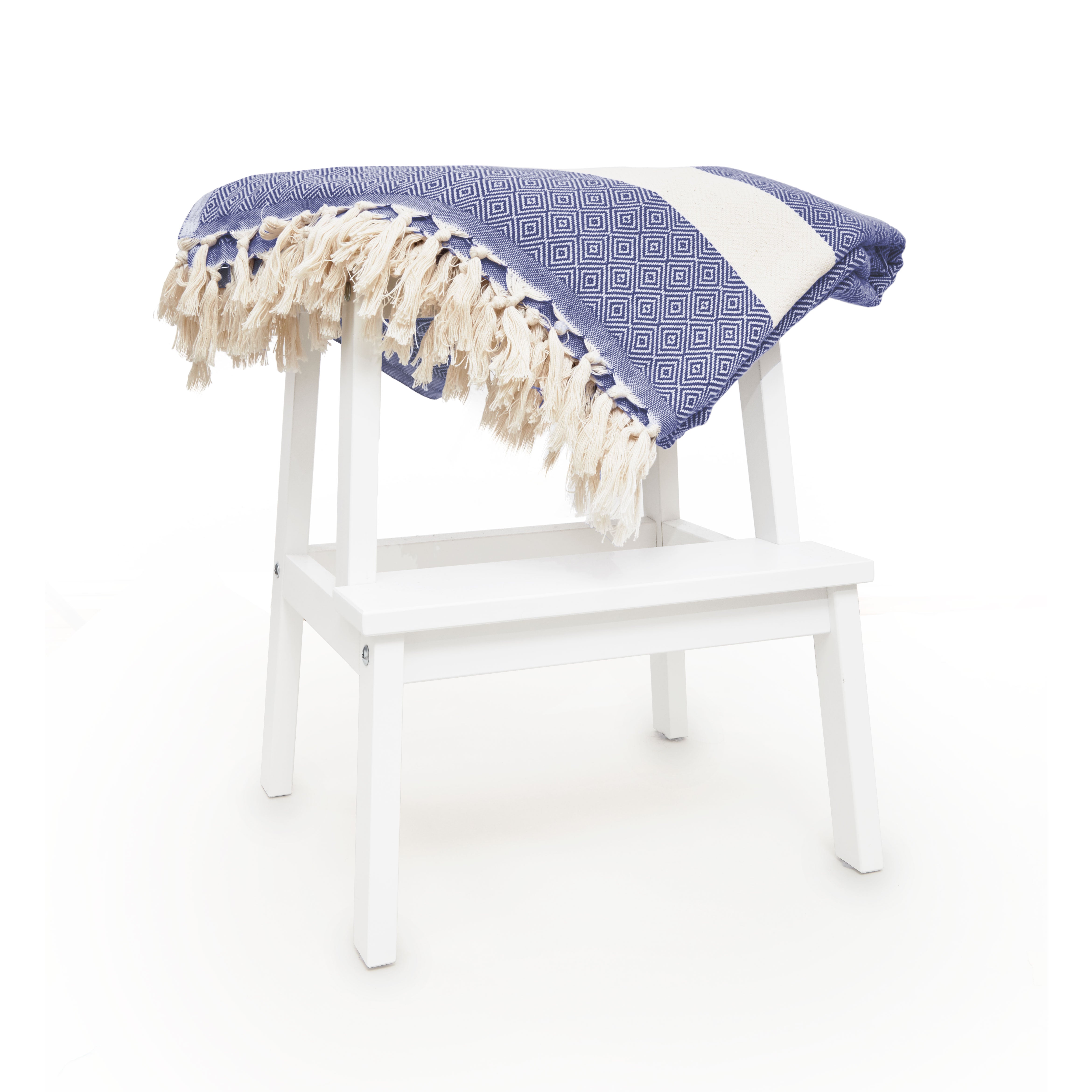 Baumwolldecke / Tagesdecke aus 100 % Baumwolle - ca. 200 x 240 cm - Marineblau, weich und langlebig, ideal als Sofa- oder Bettüberwurf.