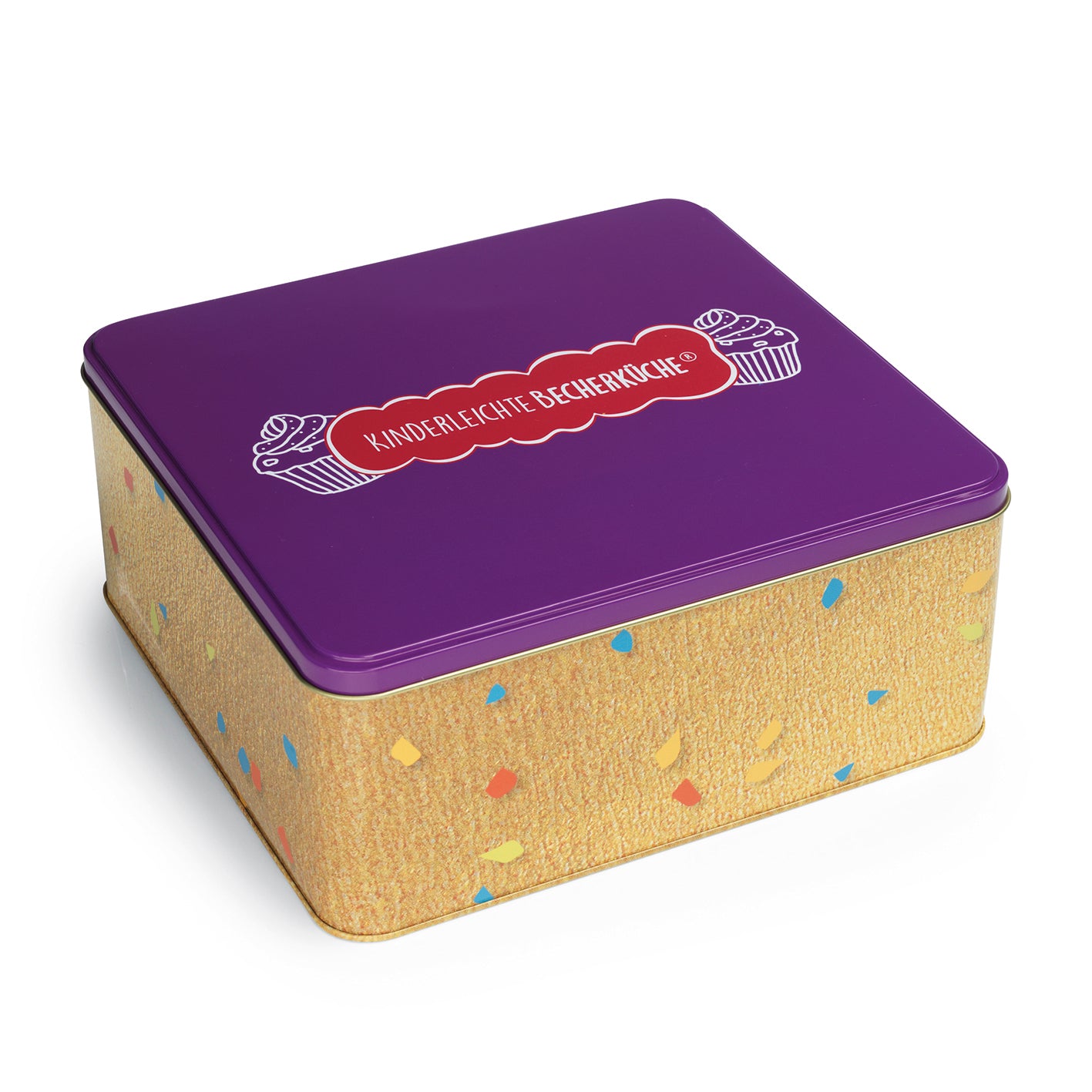 BEST of Becherküche Keksdose mit lila Deckel und buntem Design, Teil des Back- und Kochbuch-Sets für Kinder ab 4 Jahren.