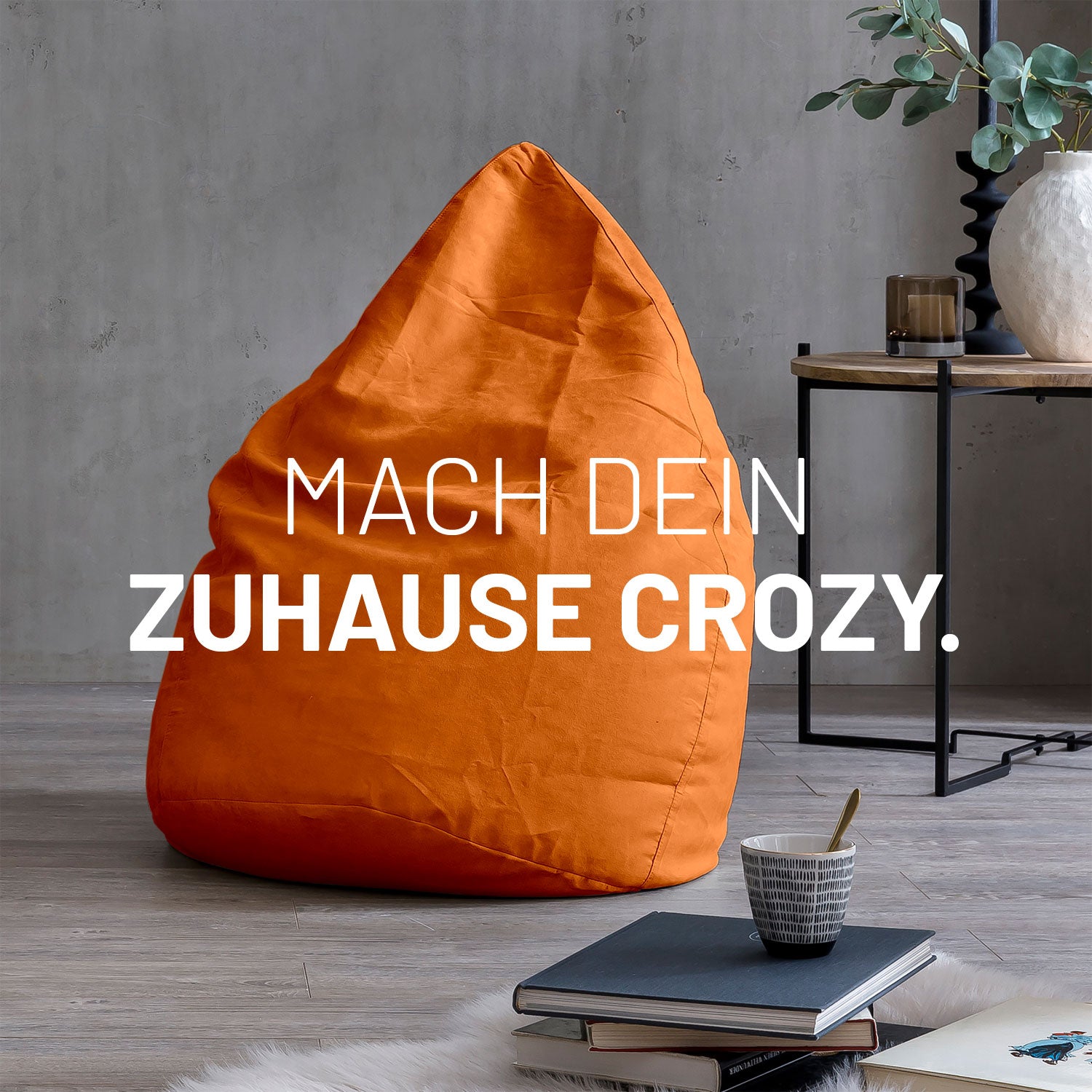 Luxury XL PLUS Sitzsack (220 L) in Orange, indoor, ergonomisch, stabil mit hochwertiger EPS Füllung, waschbarer Bezug von Lumaland.
