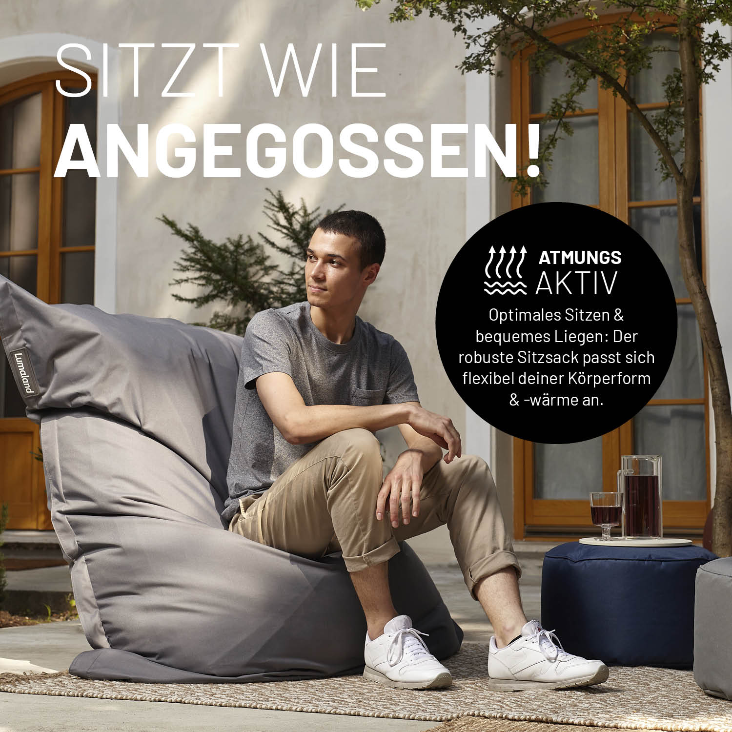 Sitzsack Classic XXL (380 L) - indoor & outdoor - Rotwein mit atmungsaktivem Material für bequemes Sitzen und Liegen im Garten oder Zuhause.